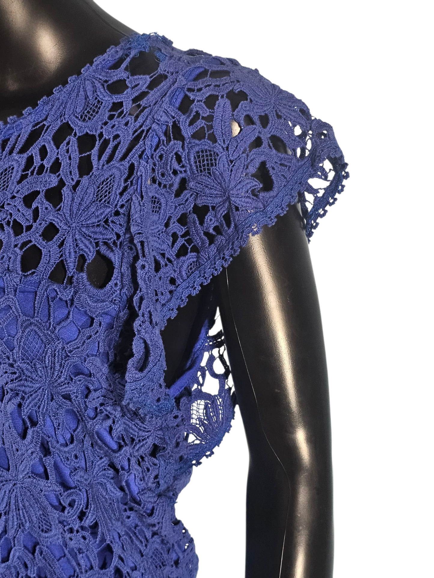 Royal Blue Cotton Lace Flutter Sleeve Mid Dress - NWT - Velvet by Graham & Spencer