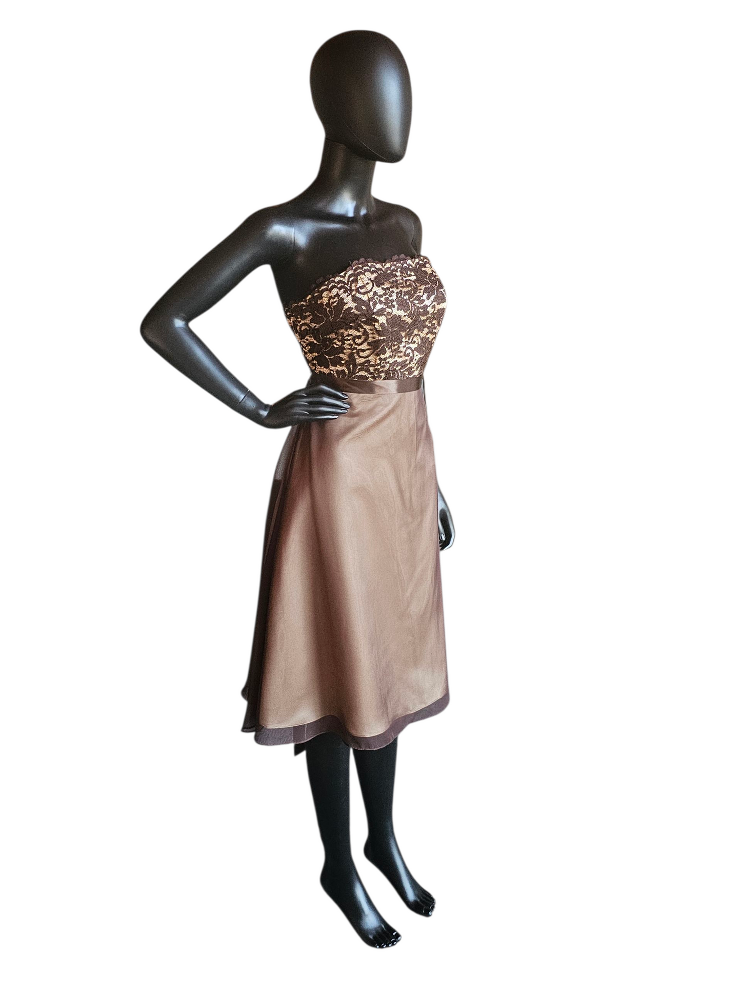 Chocolate/Gold Chiffon & Lace - Da Vinci