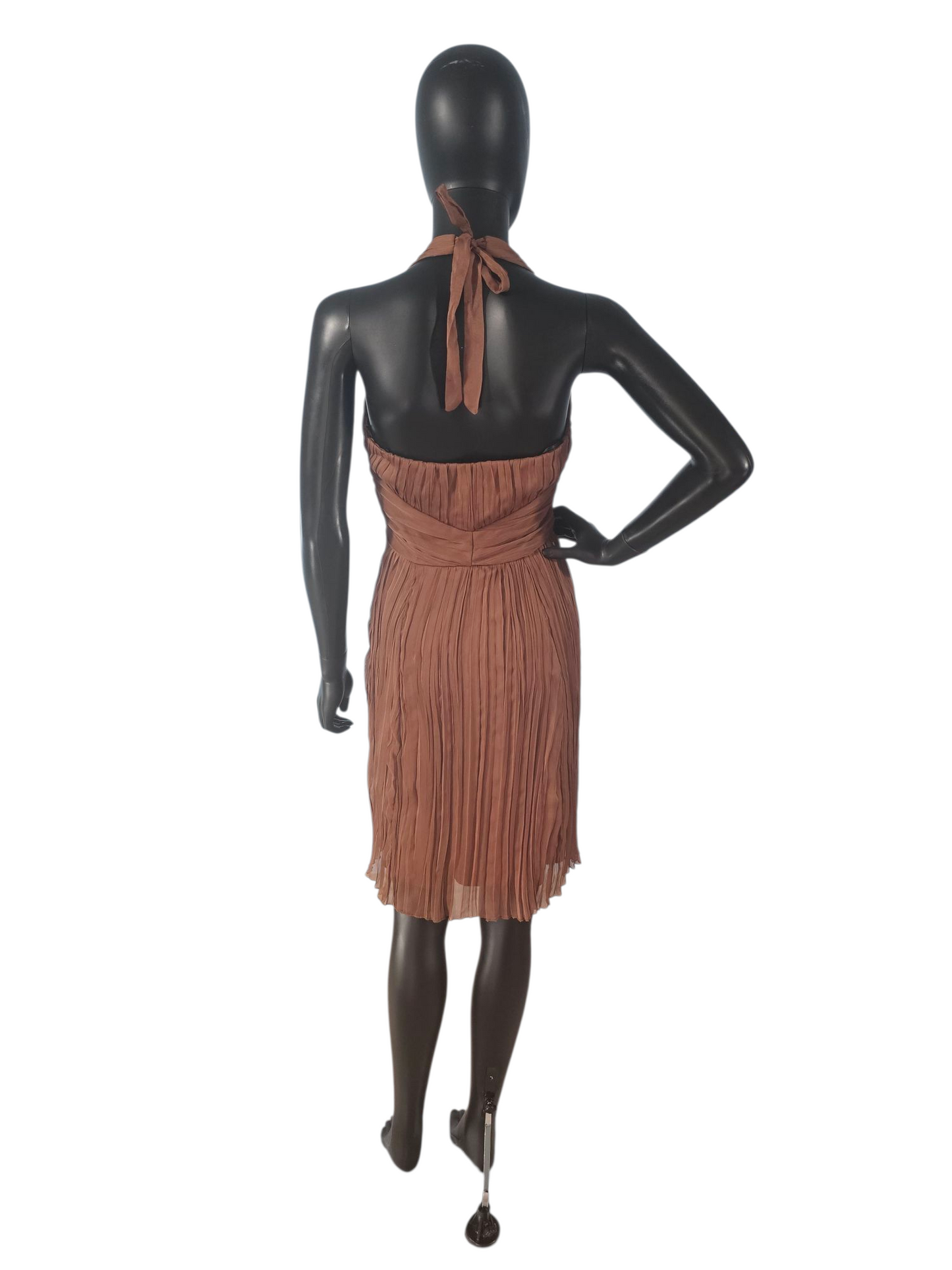 Bronze Chiffon Halter Casual Dress - Sangria