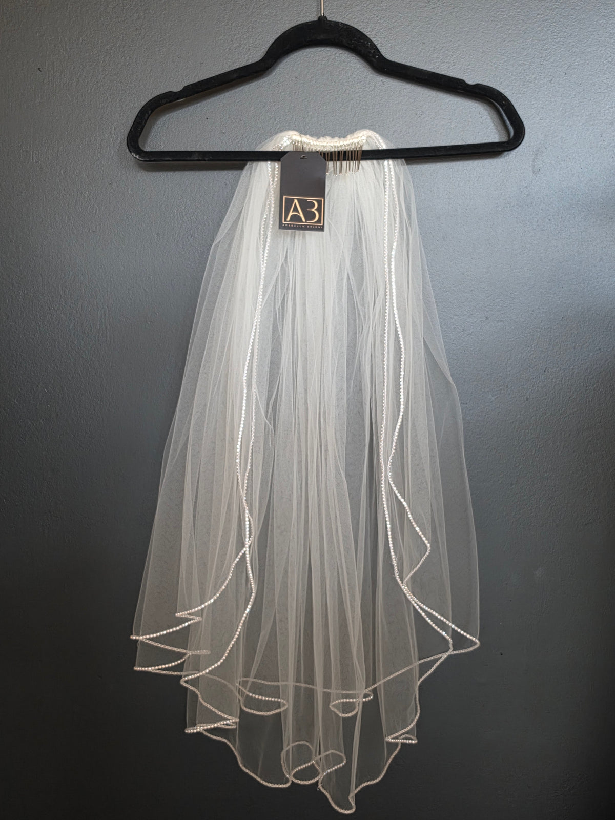 Full Ivory Double Layer Rhinestone Edge Veil
