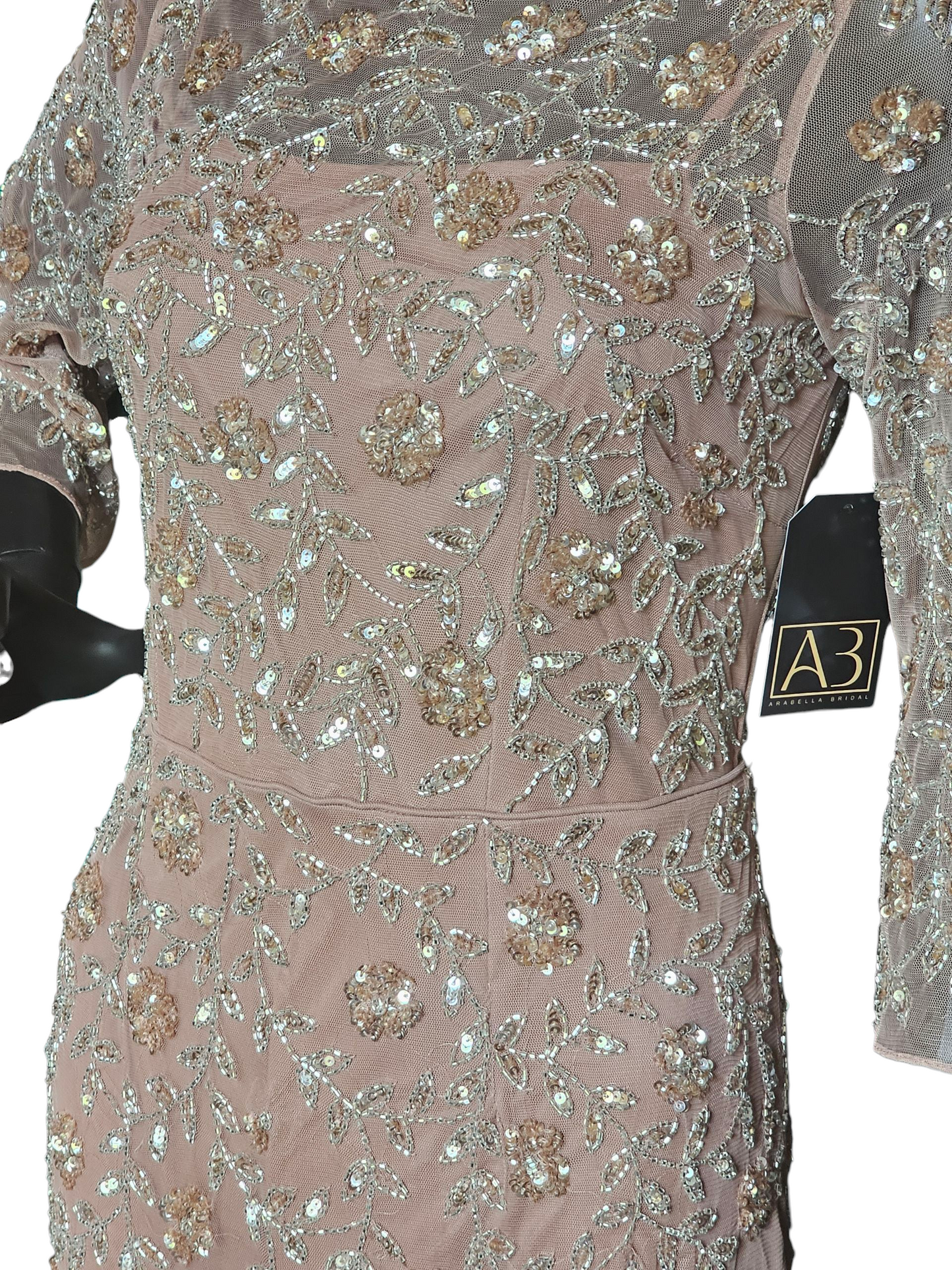 Rose Beaded 3/4 Sleeve Formal Dress - Aiden Mattox NWT