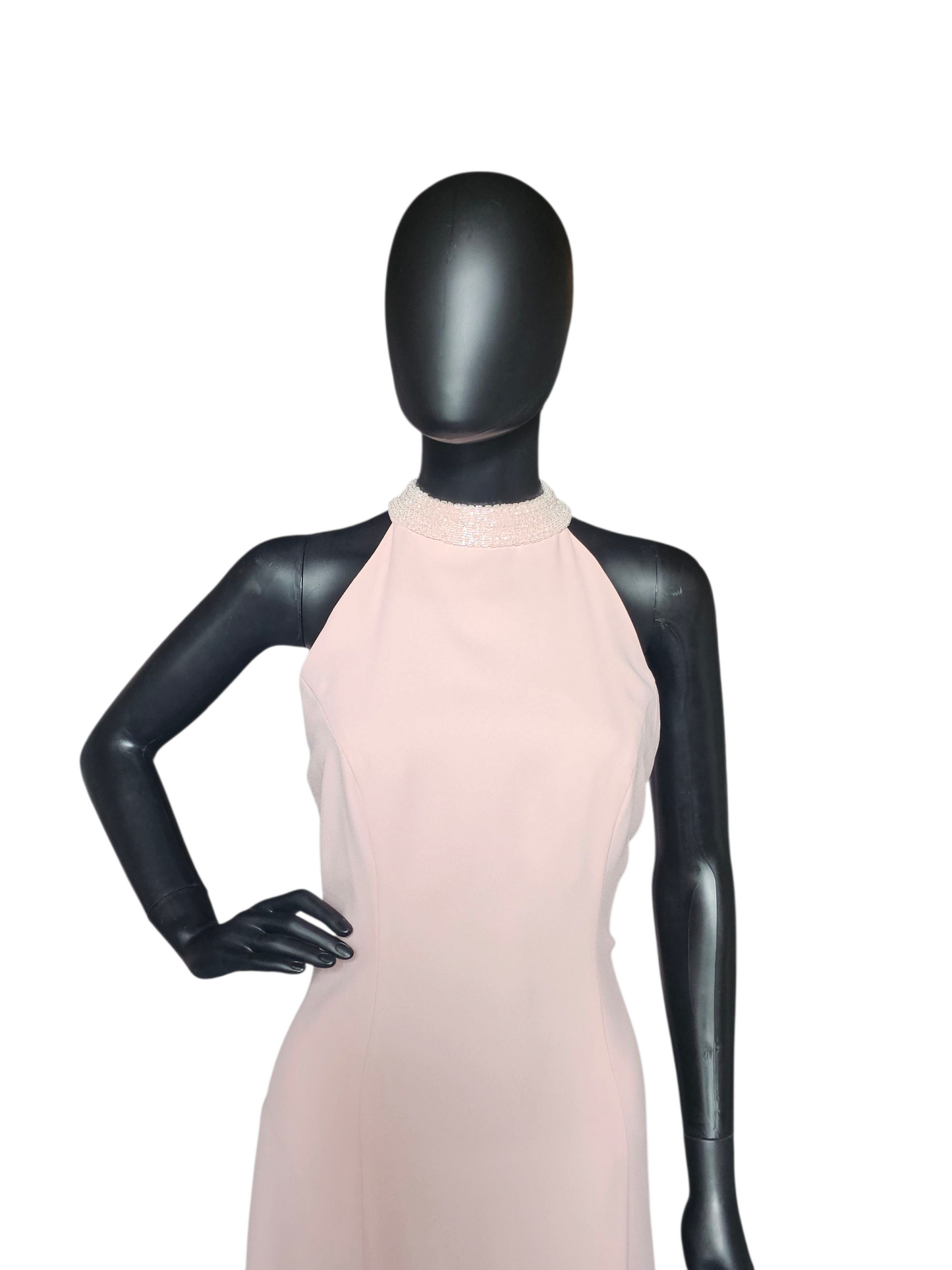 Soft Pink High Neck Sheath Formal Maxi Gown W/Jacket - Malas New York