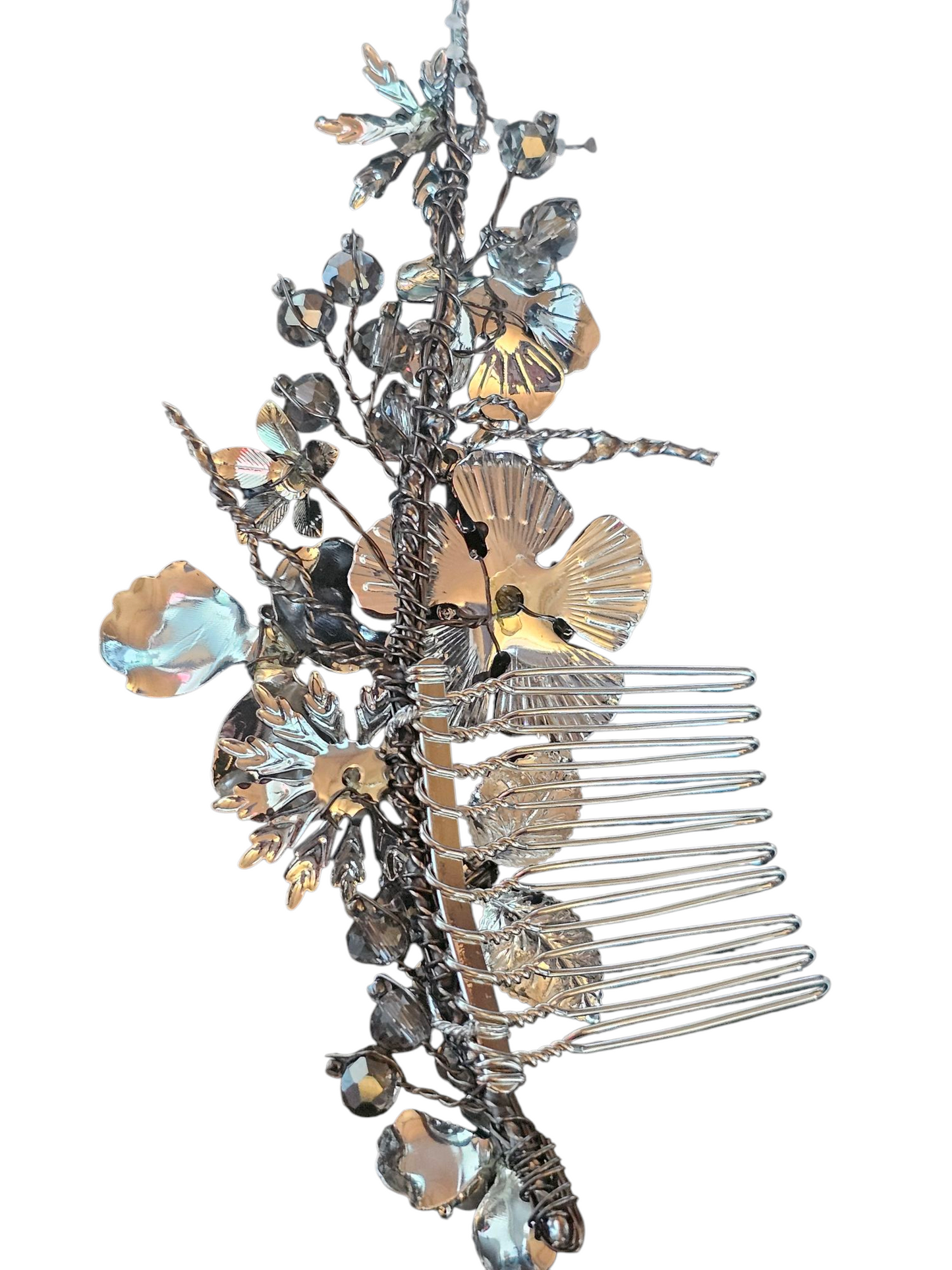Gunmetal Floral/Pearl Hair Comb - Marionat
