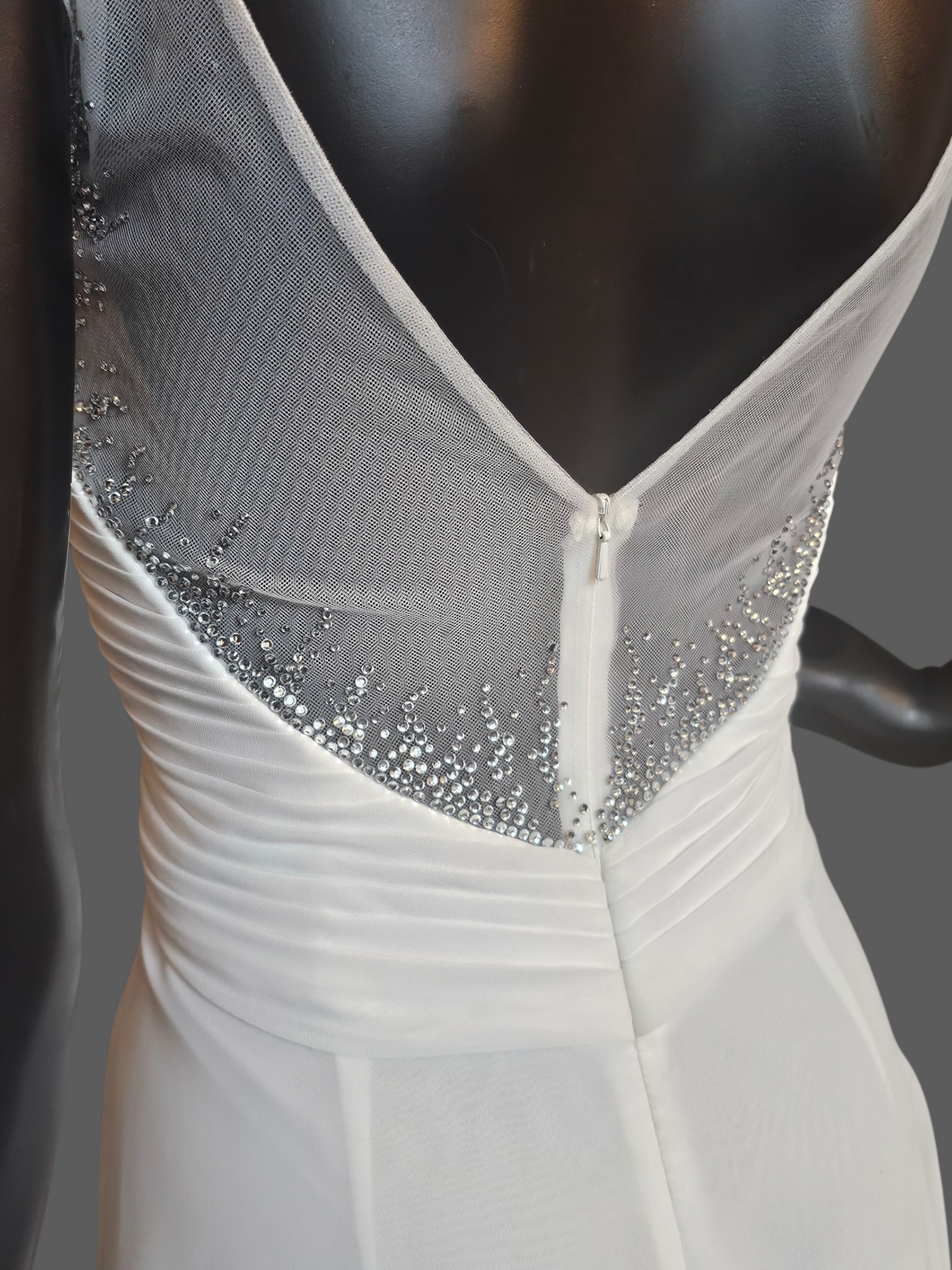 Ivory Chiffon Illusion Sparkle V-Neckline Wedding Gown - PC Marys