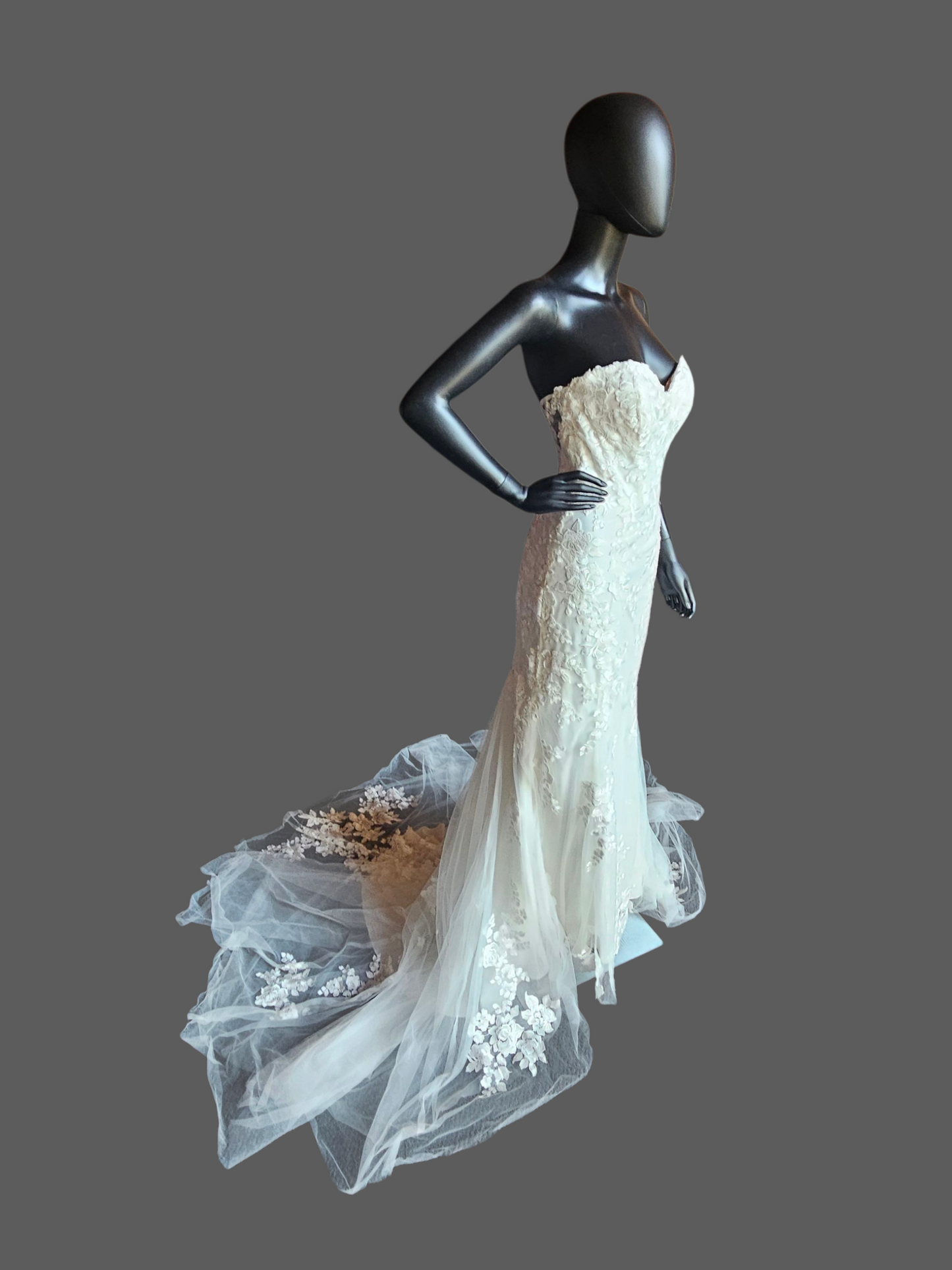 Strapless Lace Sweetheart Fit/Flare Wedding Gown - Rebecca Ingram