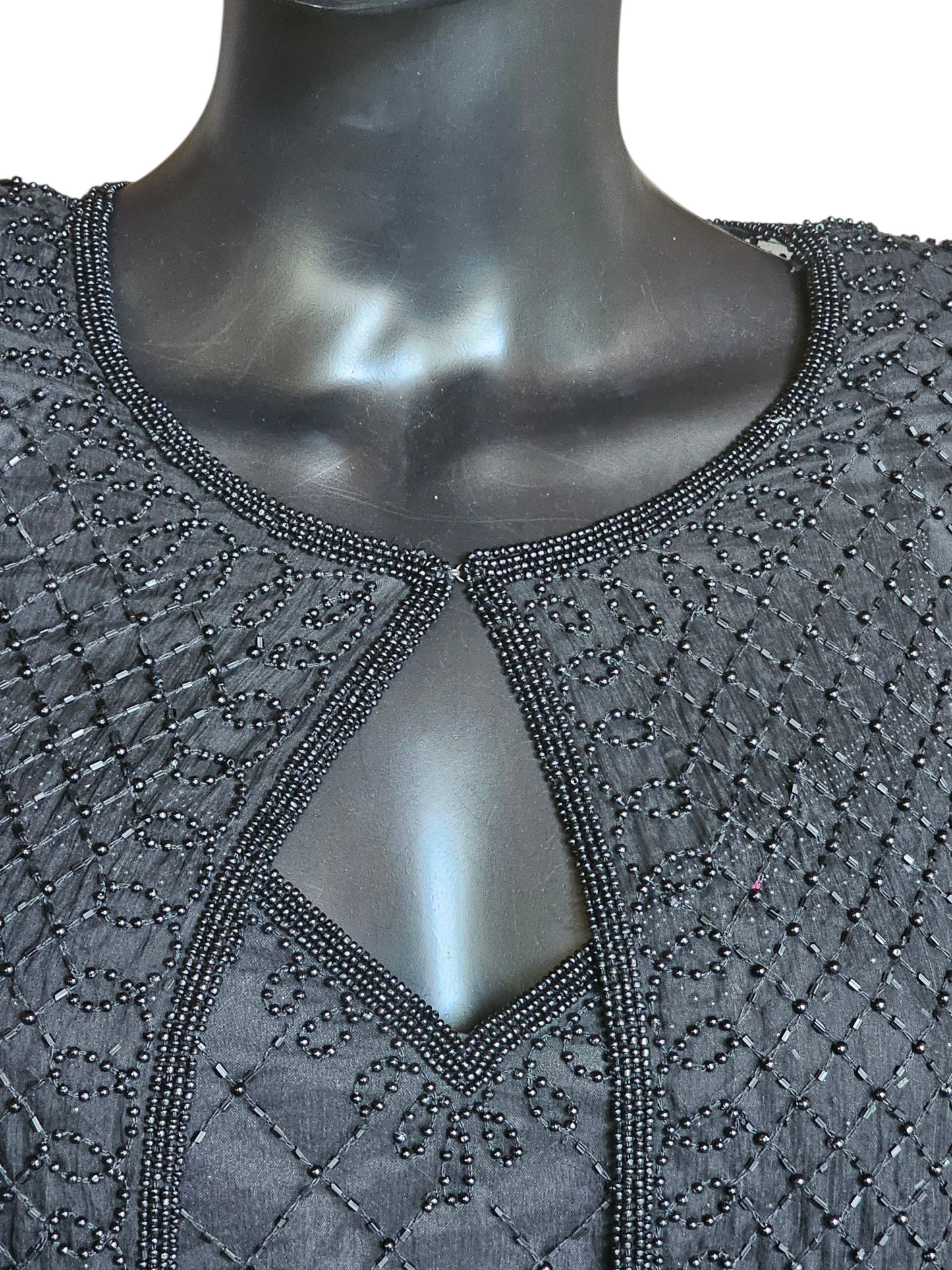 Vintage Black Silk Beaded Formal - Steney