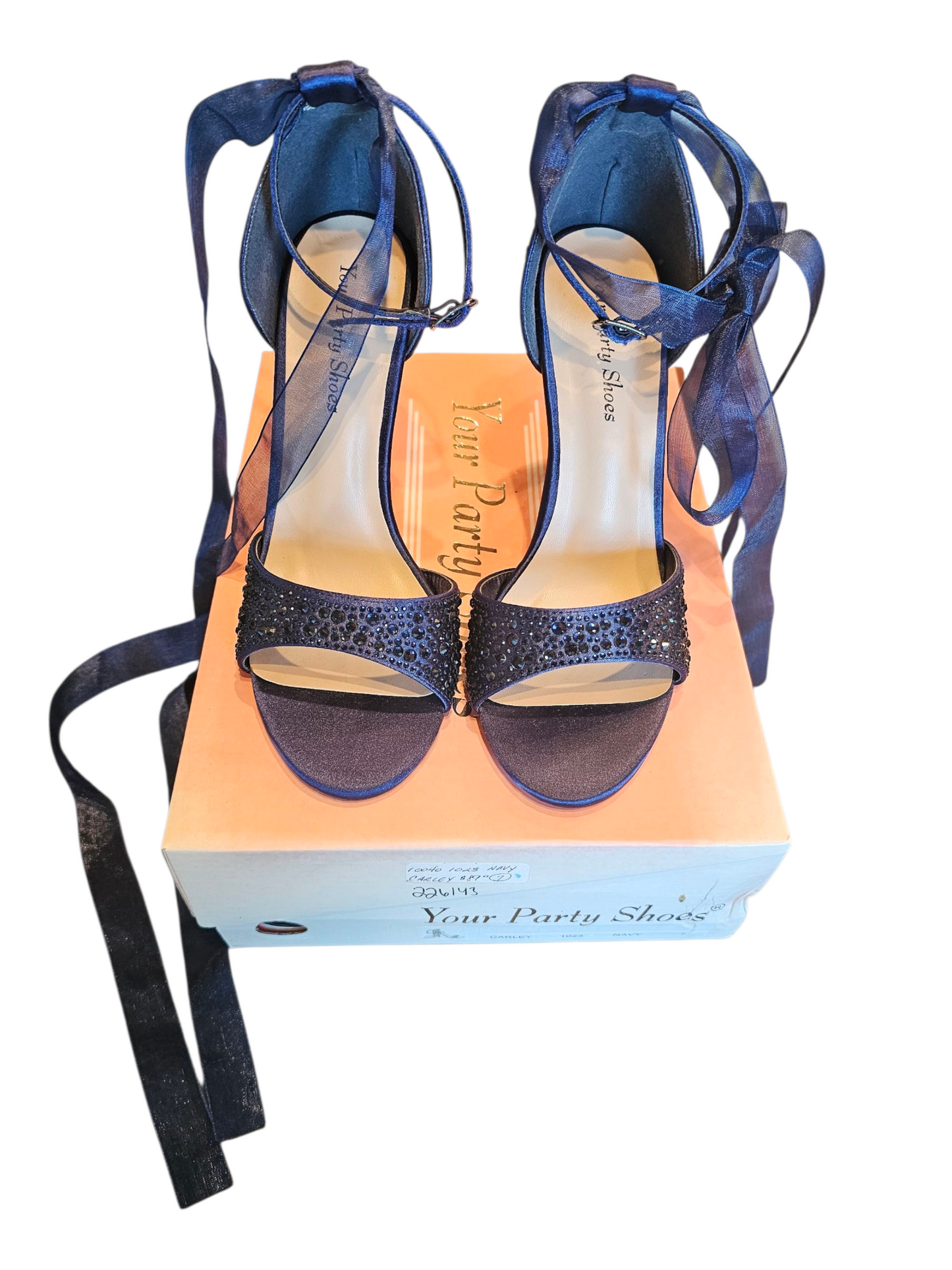 Navy Crystal Spike Heel Sandal NEW