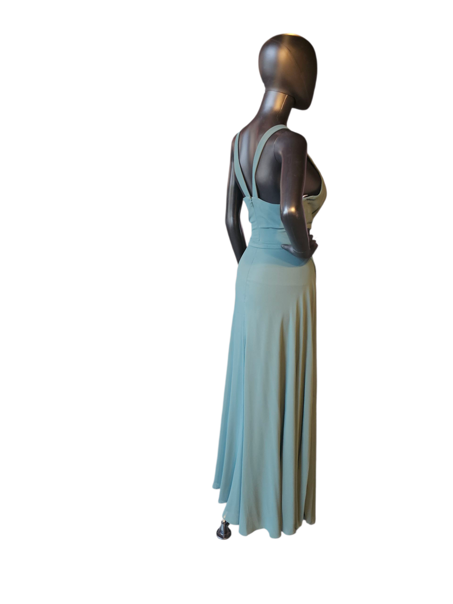 Evergreen Chiffon V-Neck Maxi Formal Dress - Bill Levkoff