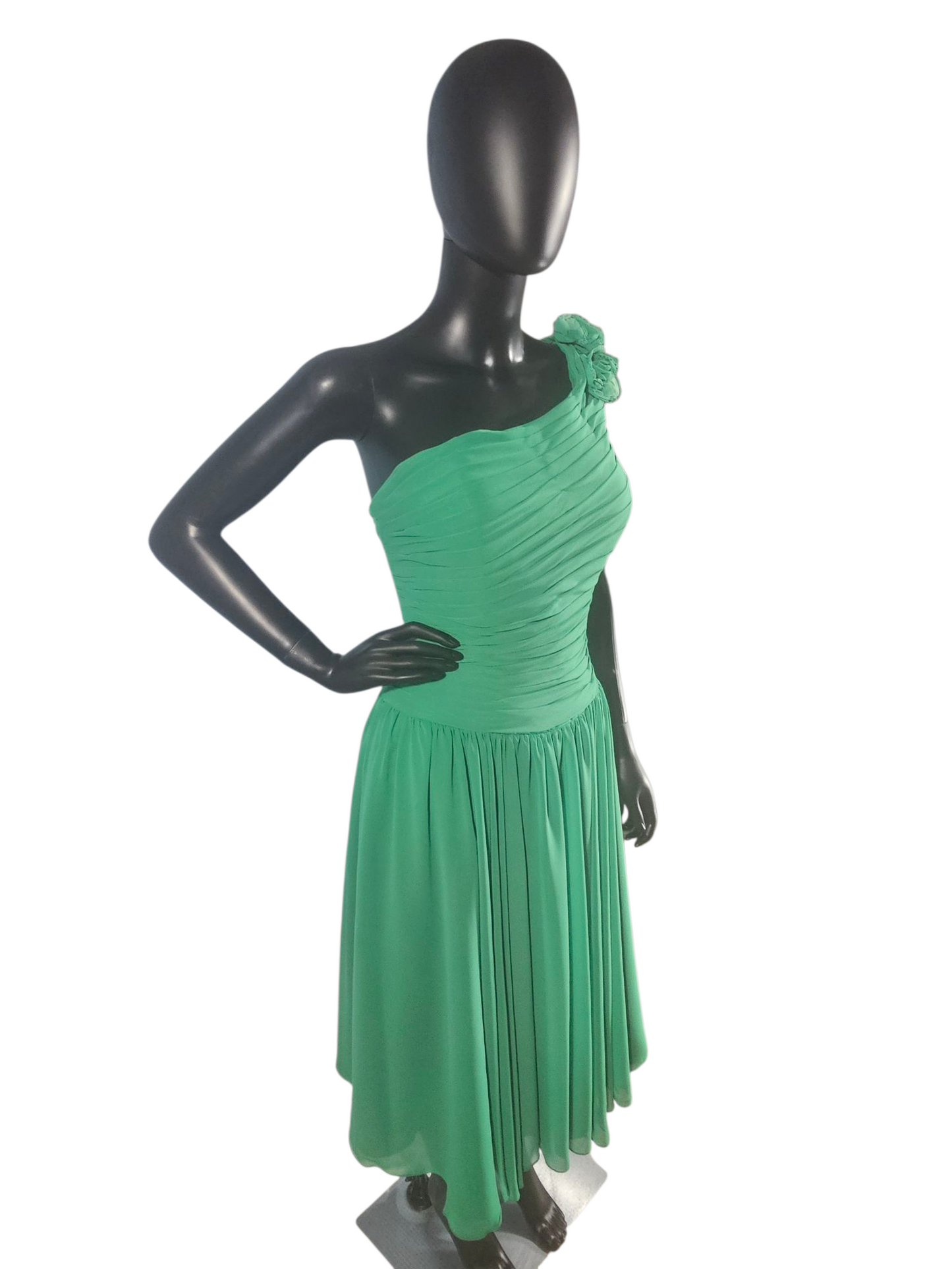 Shamrock One Shoulder Floral Chiffon Mid-Length Dress - Mori Lee