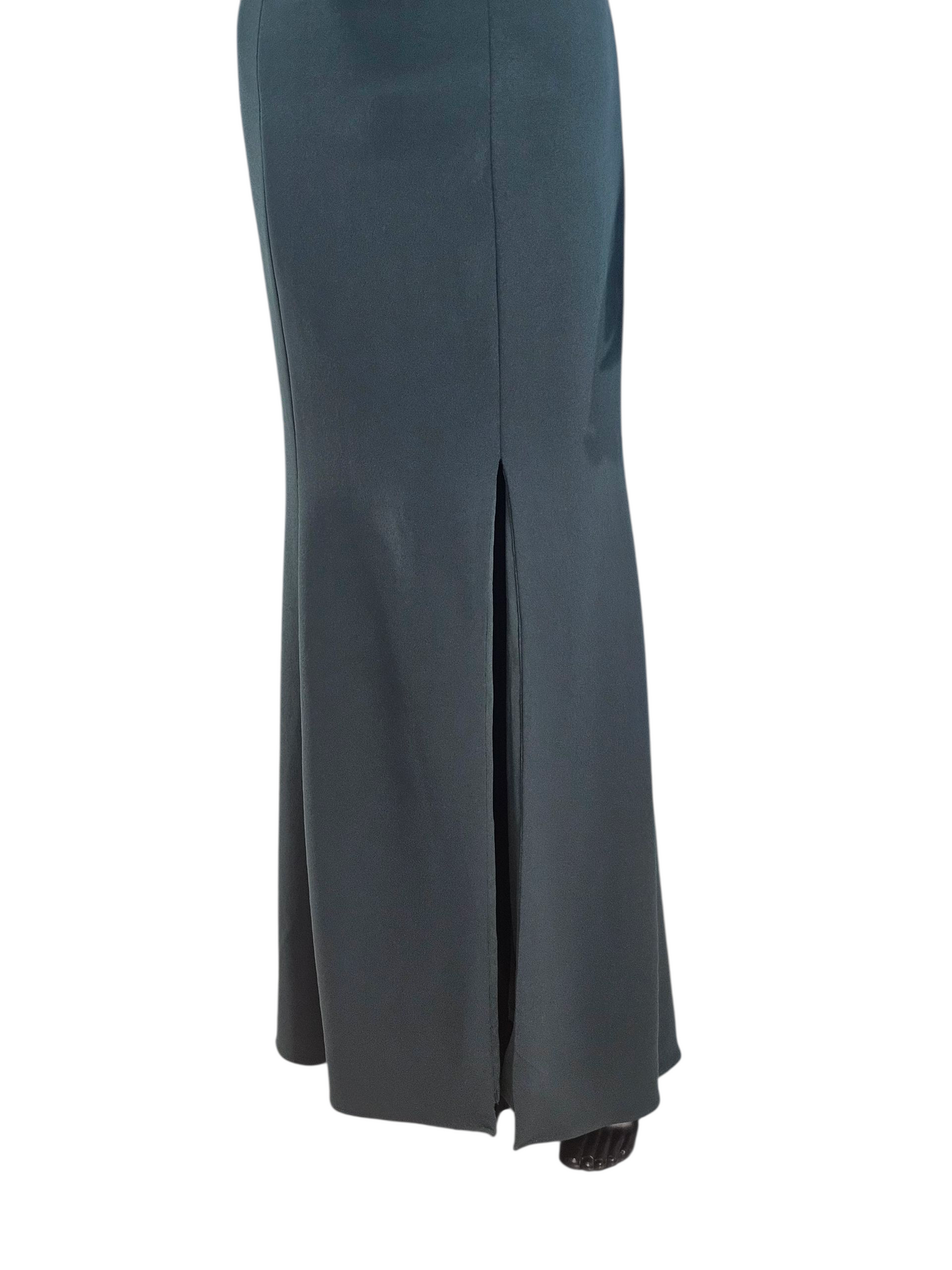 Fit/Flare Evergreen Crepe Full Length Formal Dress - Bill Levkoff