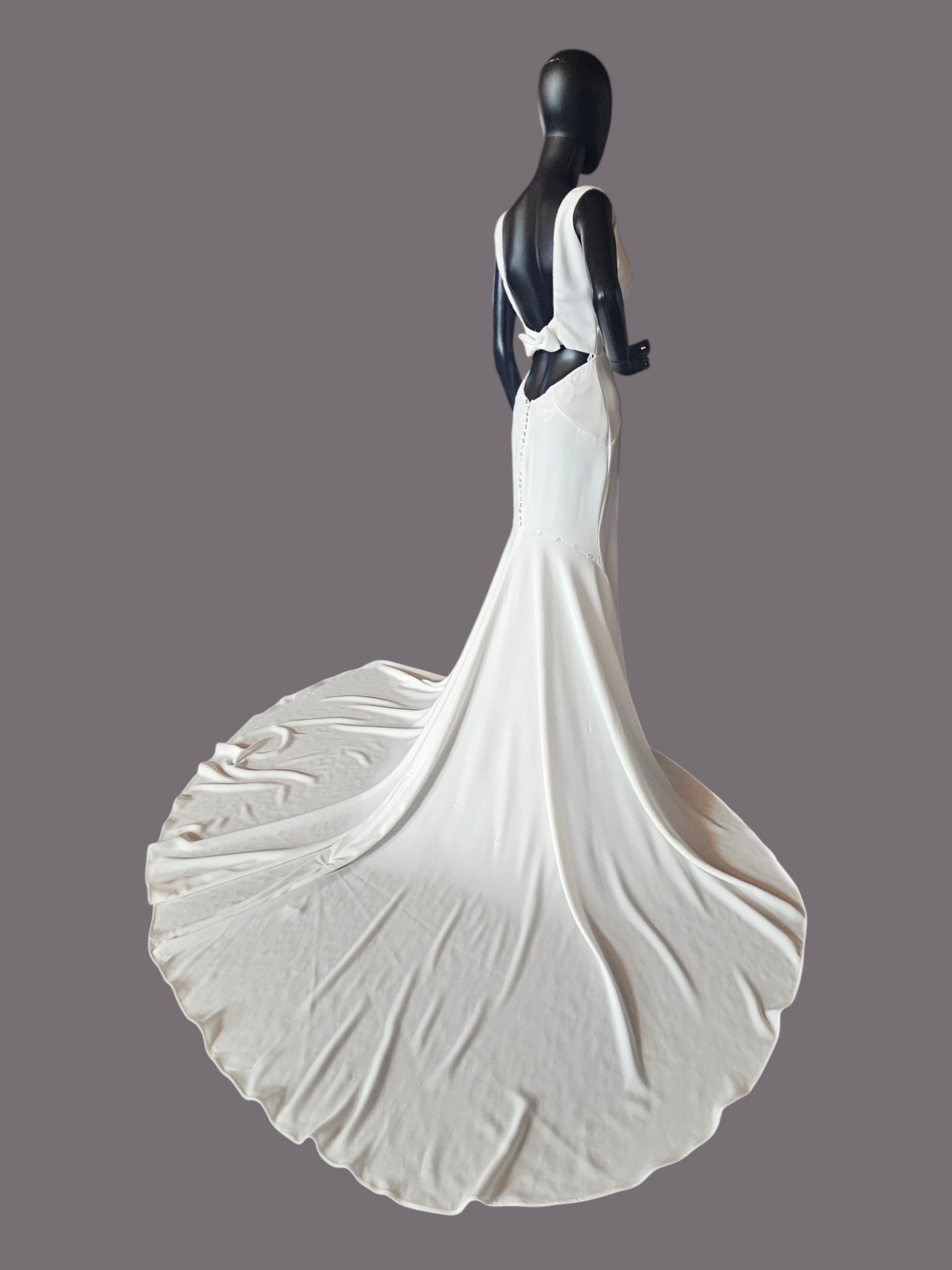 Ivory Crepe Fit/Flare Square Neck Wedding Gown - Mori Lee