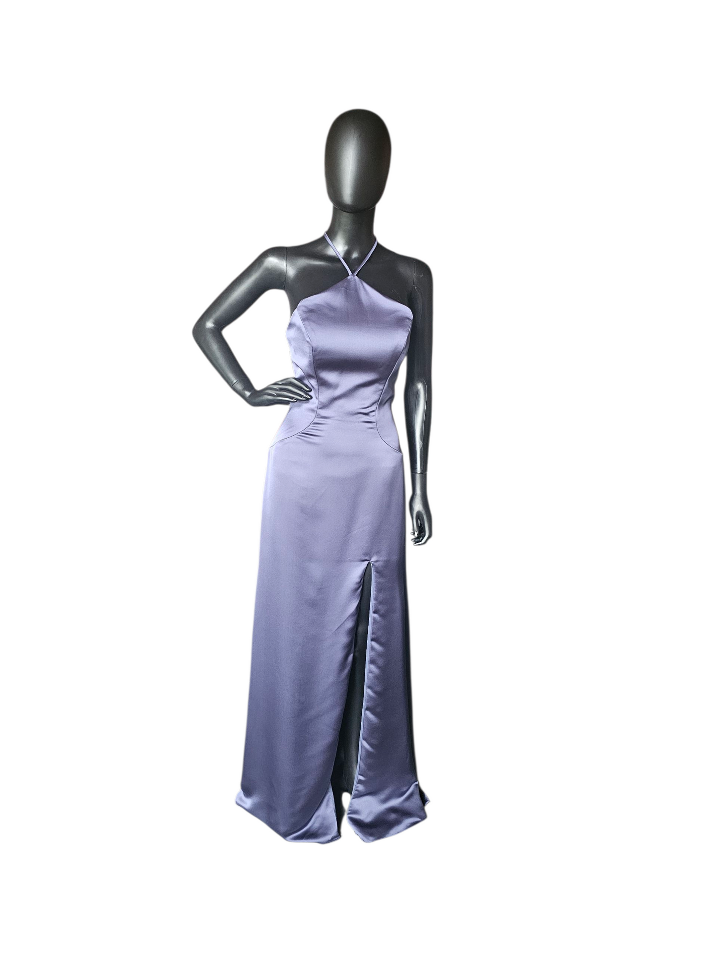 Dusk (Blue) Silky Satin Halter Haxi Bridesmaid Dress - Mori Lee