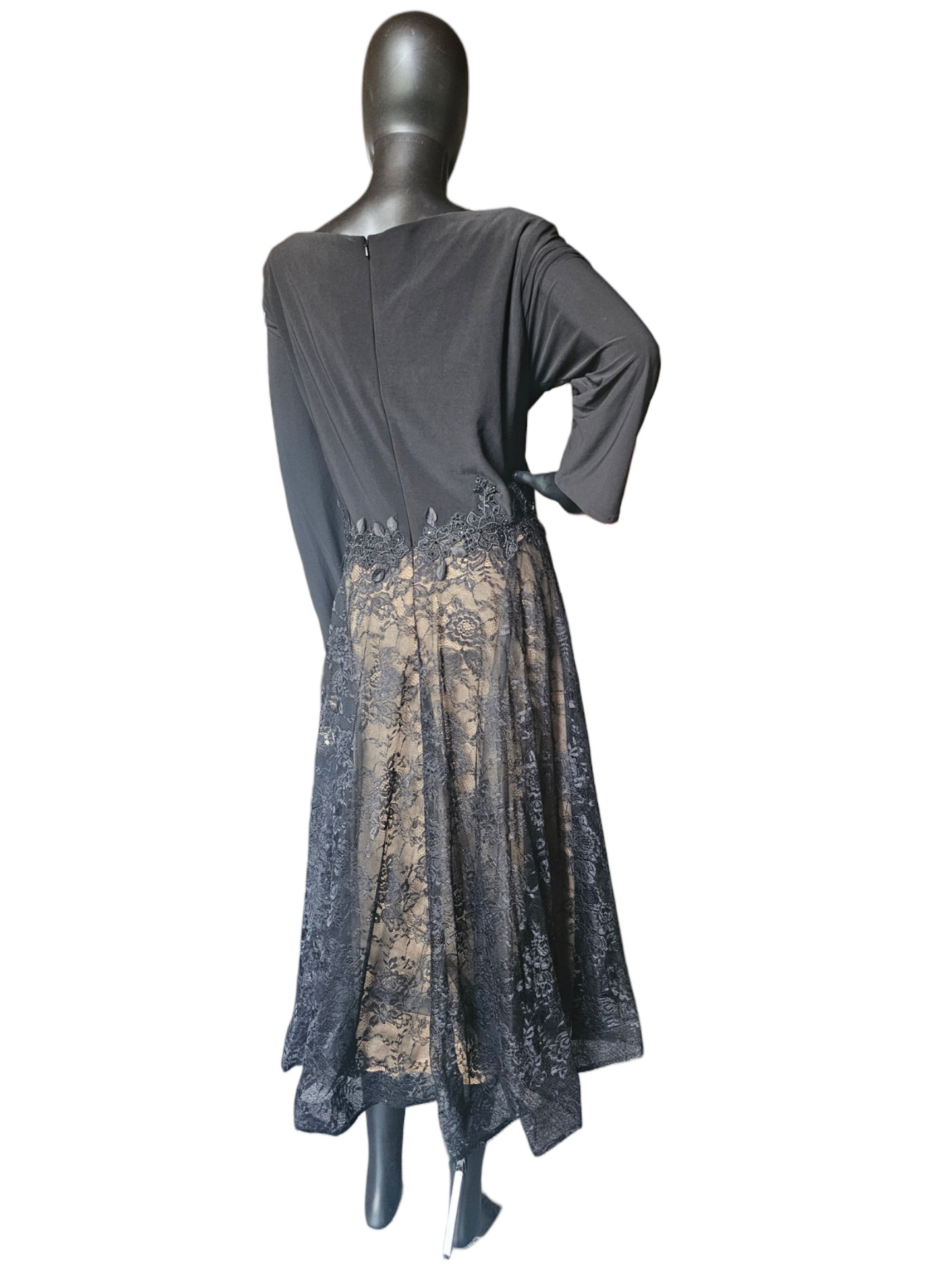 Black V-Neck 3/4 Sleeve Cocktail - Mac Duggal