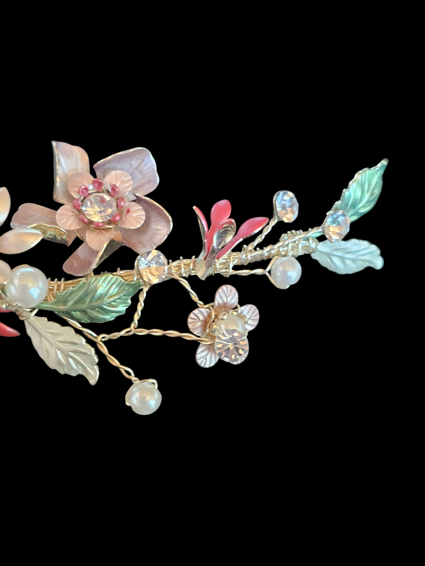 Soft Pink Metal Floral Hair Clip - Le Crystal