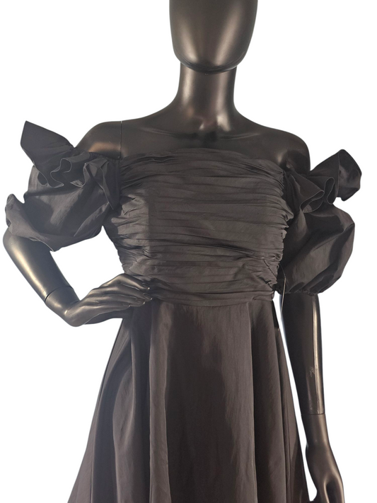 Black Taffeta Puff Sleeve Mini Party Dress - Prabal Gurung NEW w/Tag