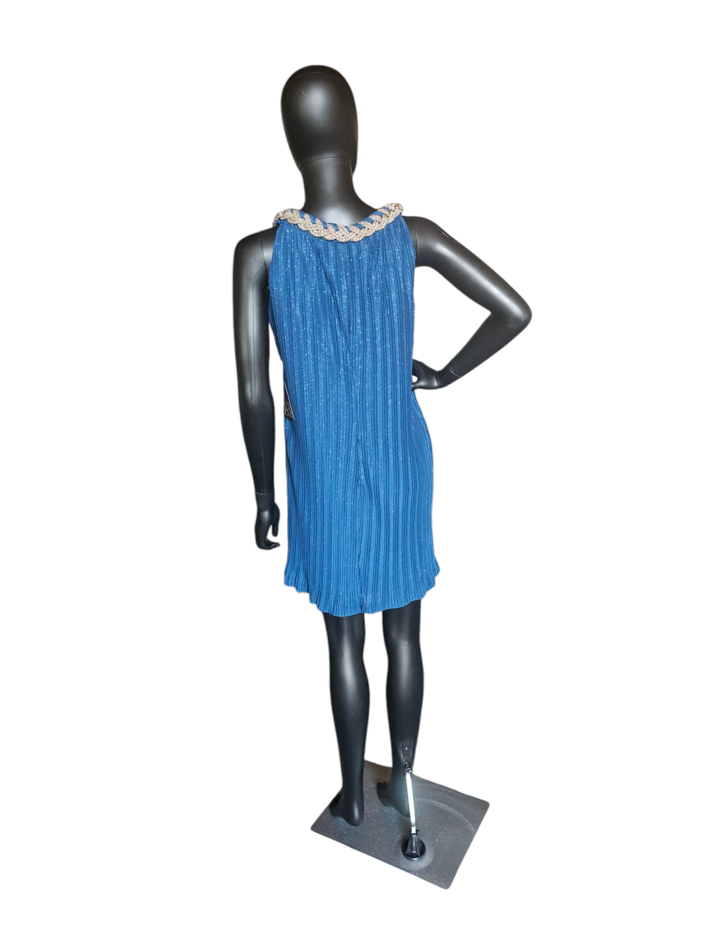 Sparkle Teal Chain Neck Cocktail - Donna Ricco - PETITE