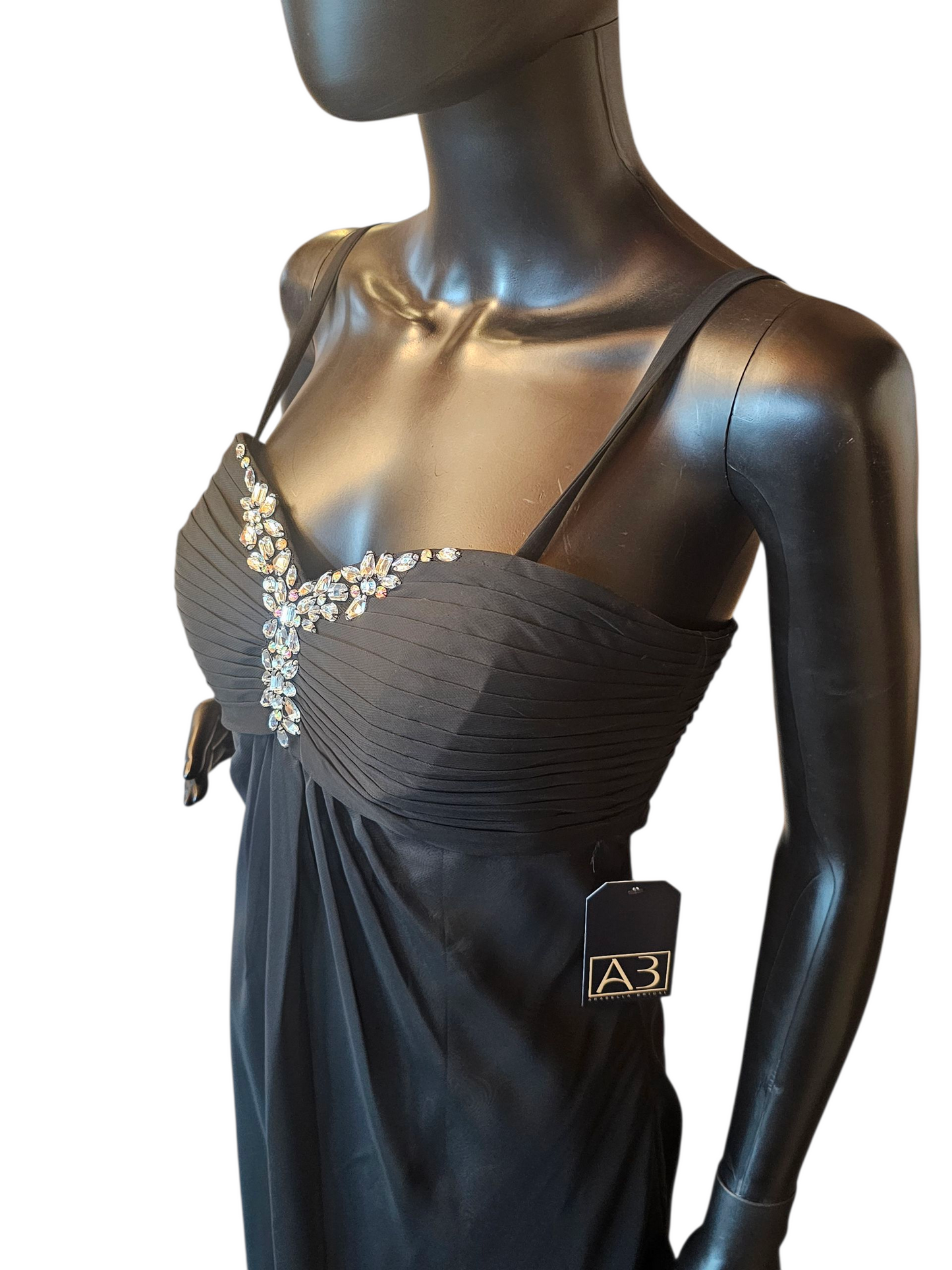 Black Chiffon Spaghetti Strap Party/Cocktail Dress - Da Vinci