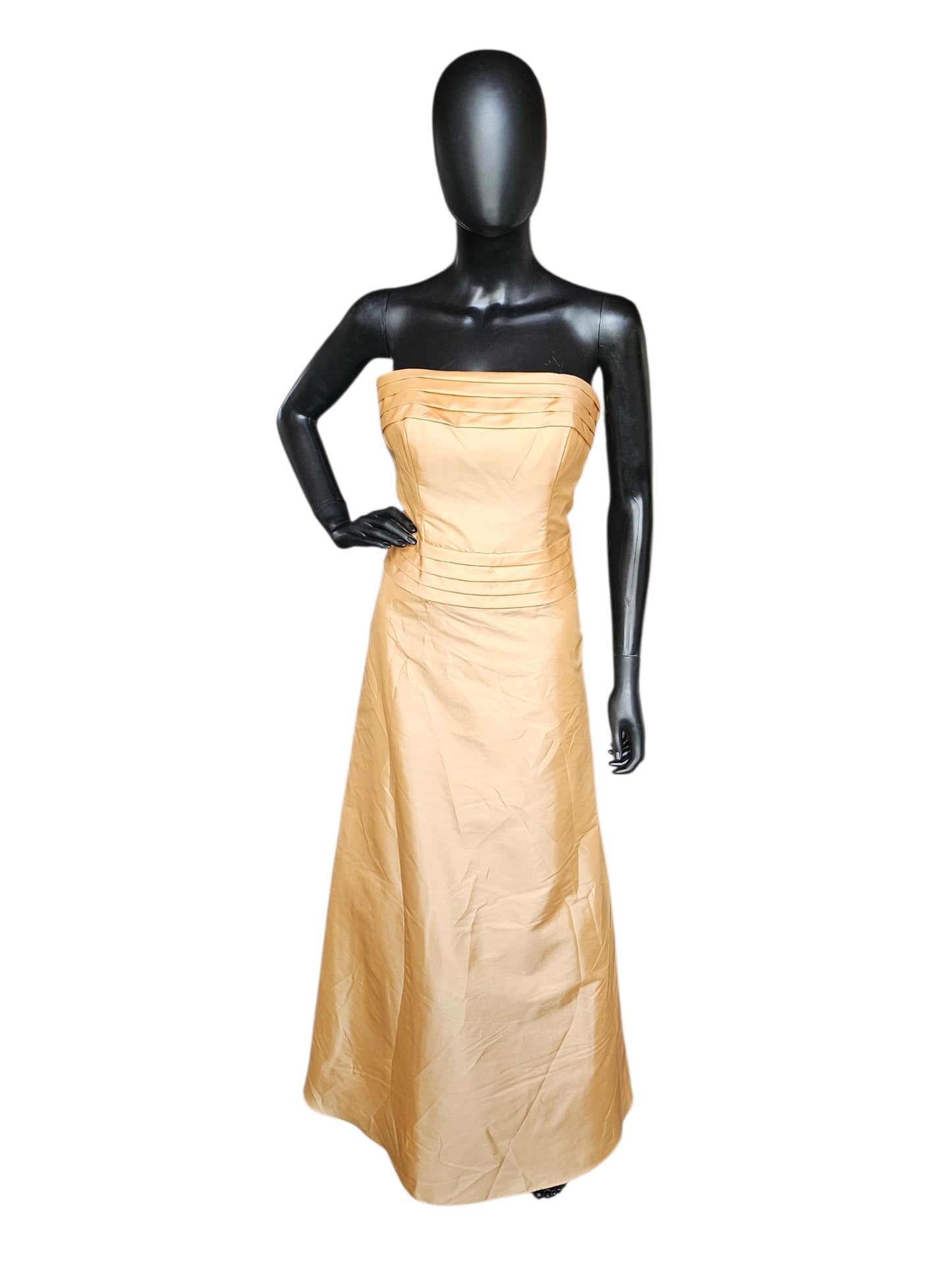 Gold Strapless Ruffle Tafetta - Bari Jay