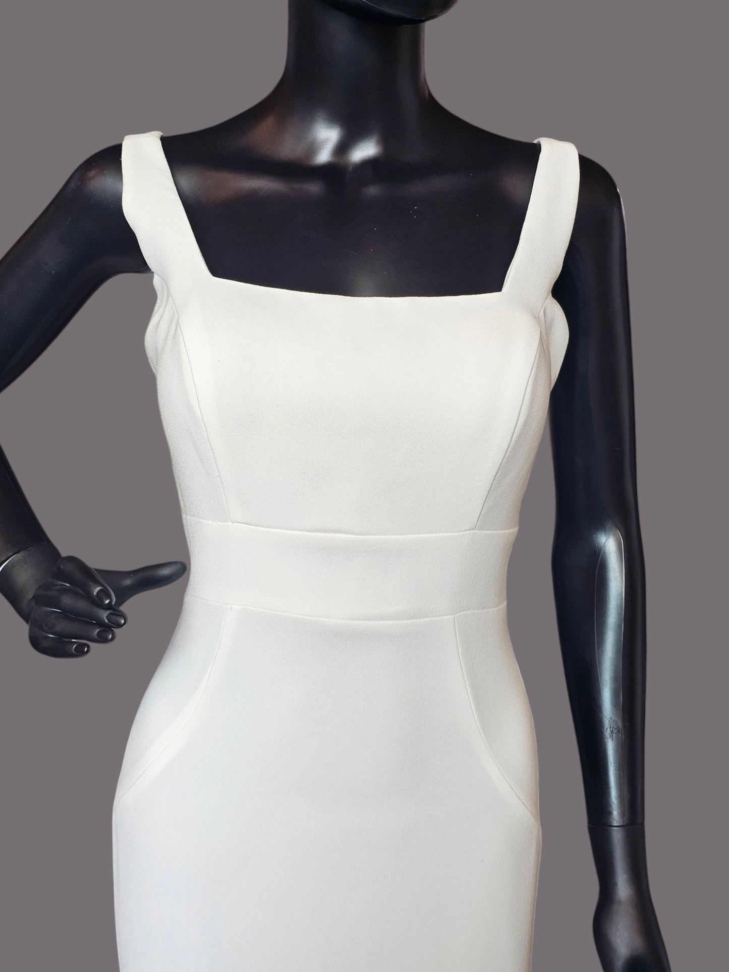 Ivory Crepe Fit/Flare Square Neck Wedding Gown - Mori Lee