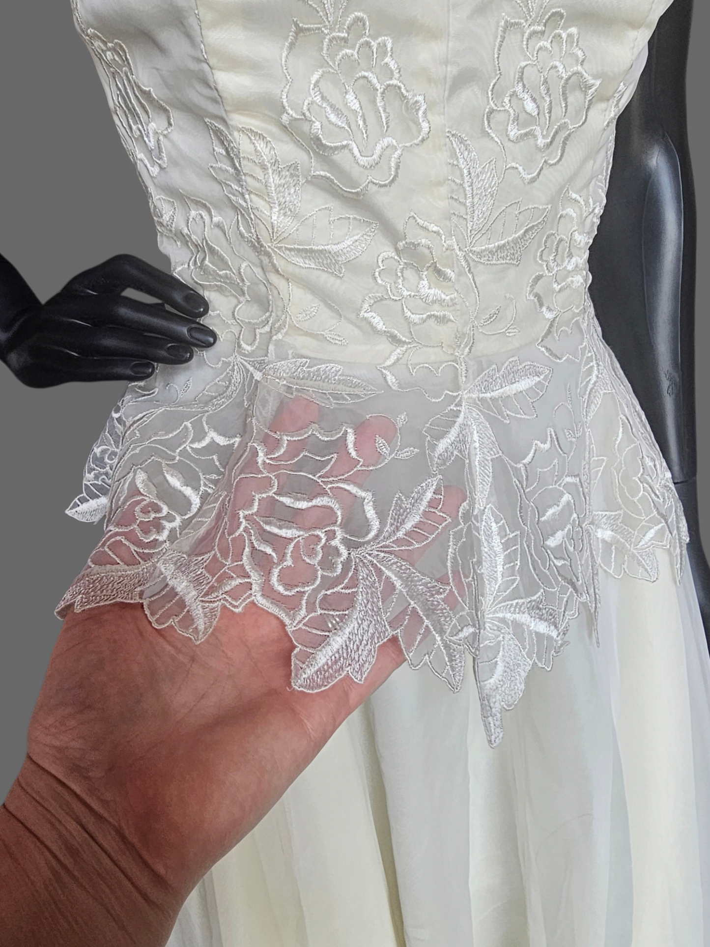 Vintage Embroidered Peplum Ankle Length Wedding Dress
