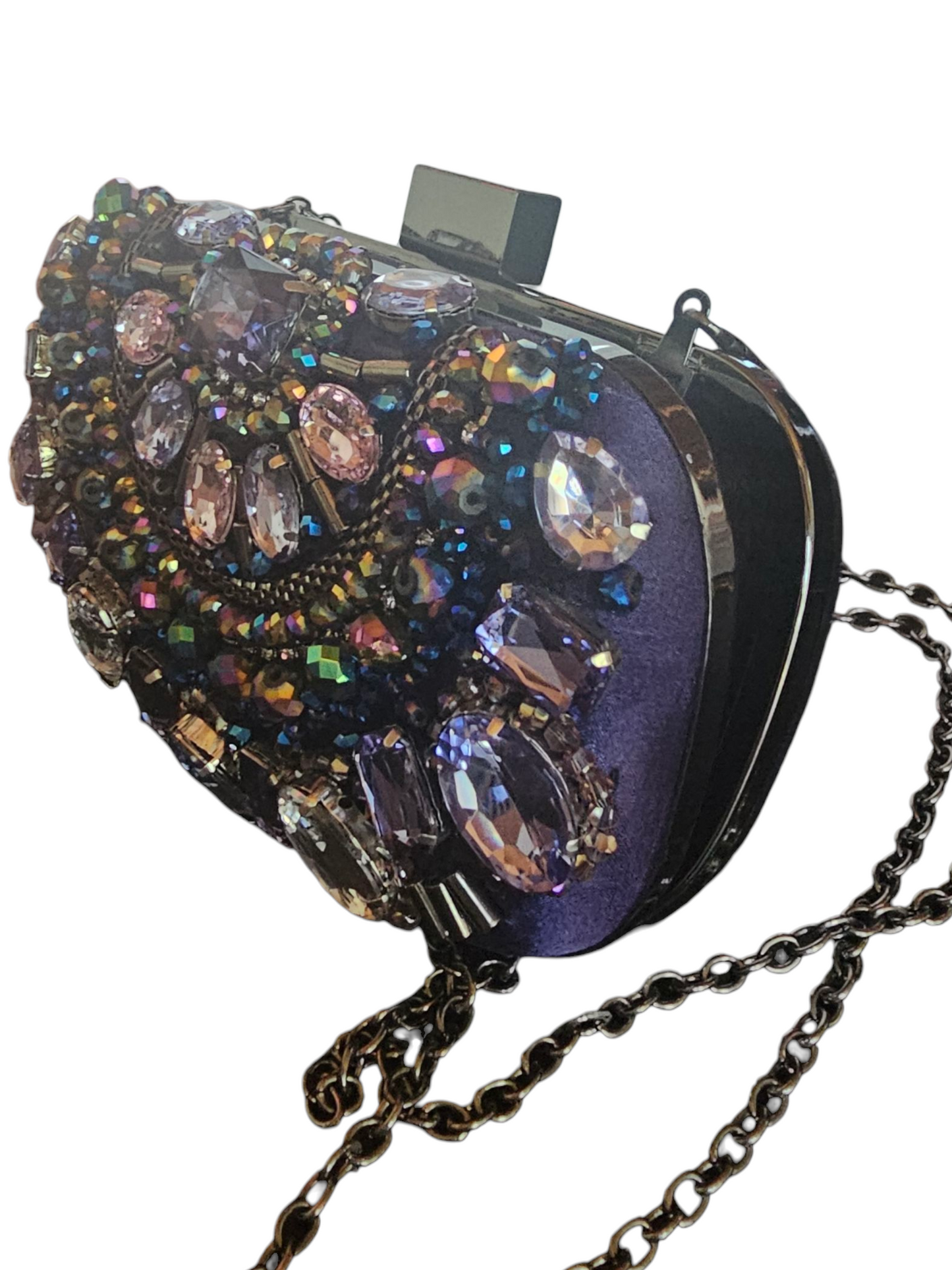 Purple Iridescent Crystal/Beaded Clutch