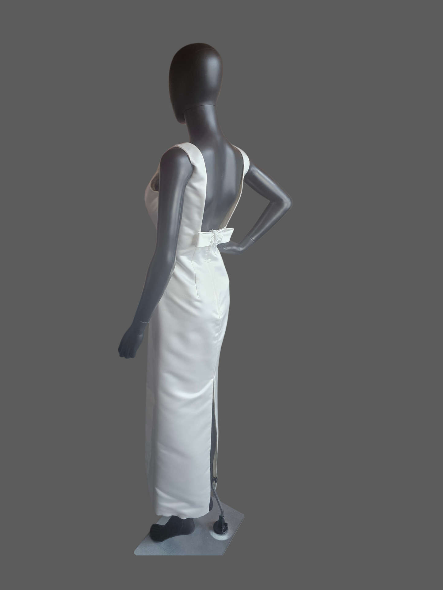 Vintage White Square Neck Detached Rose Train Wedding Gown - Galina