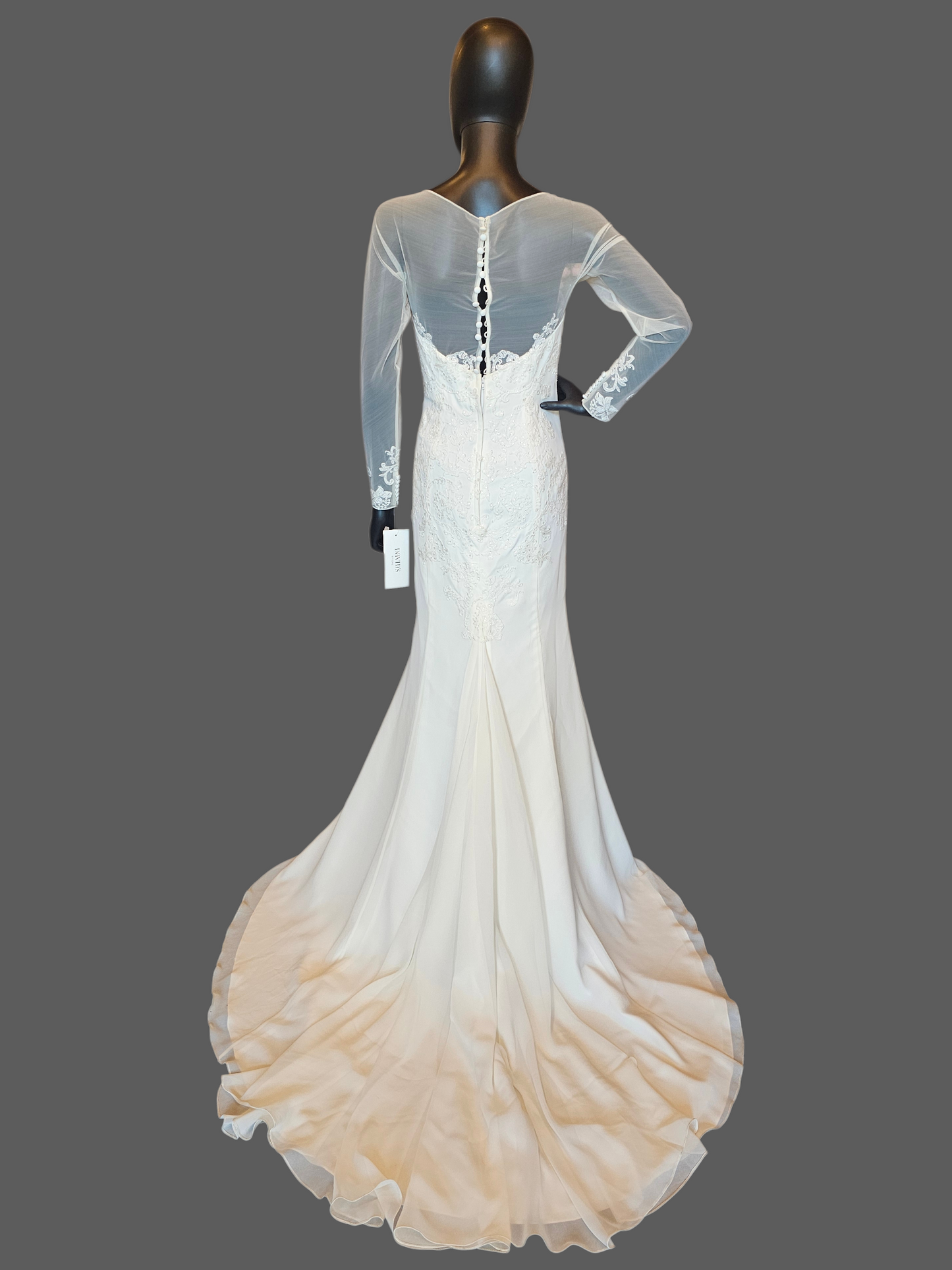 Ivory Fit/Flare Long Sleeve Wedding Gown - Davids Bridal NWT