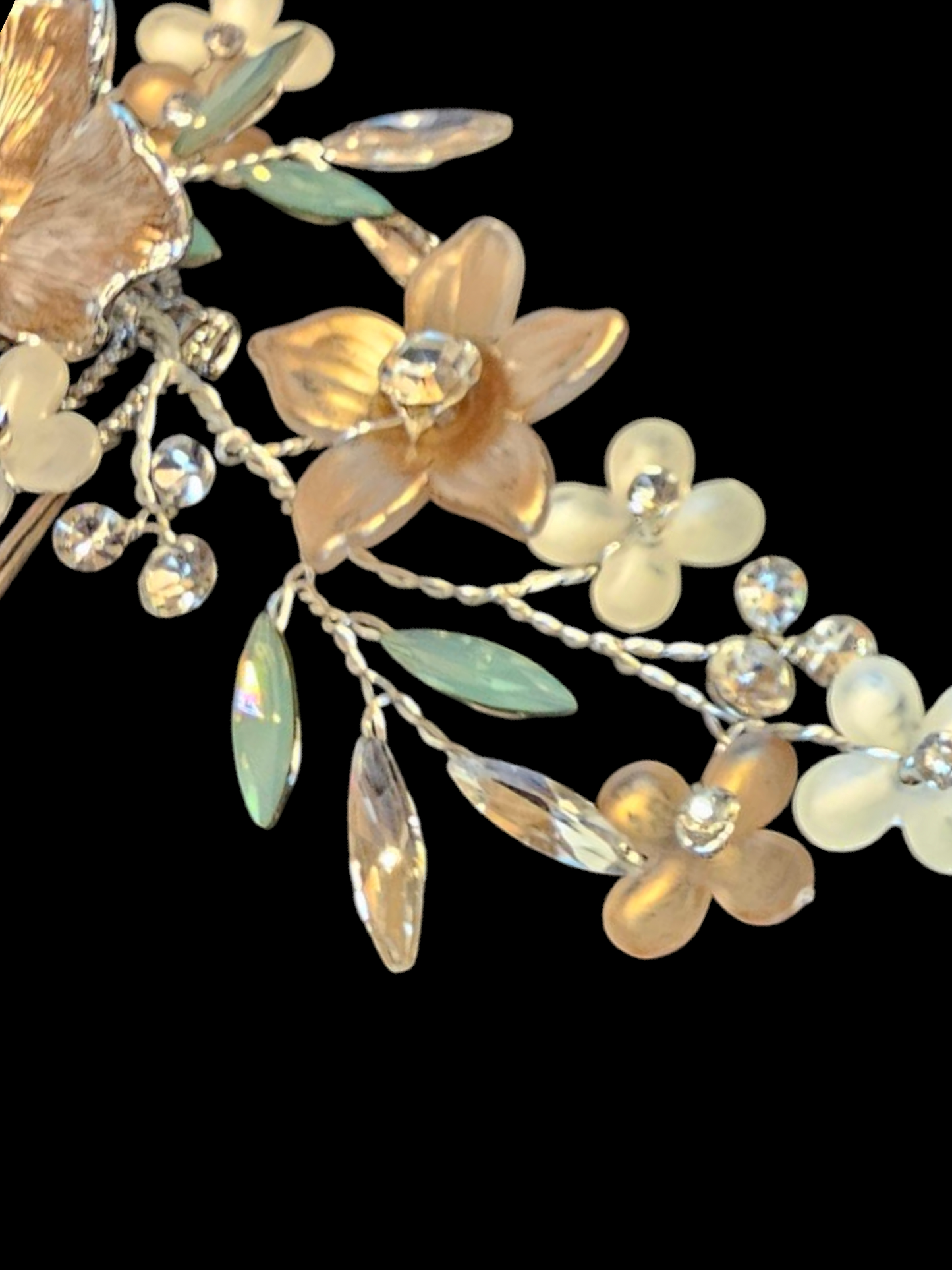 Silver/Rose/Teal Floral Hair Comb - Marionat