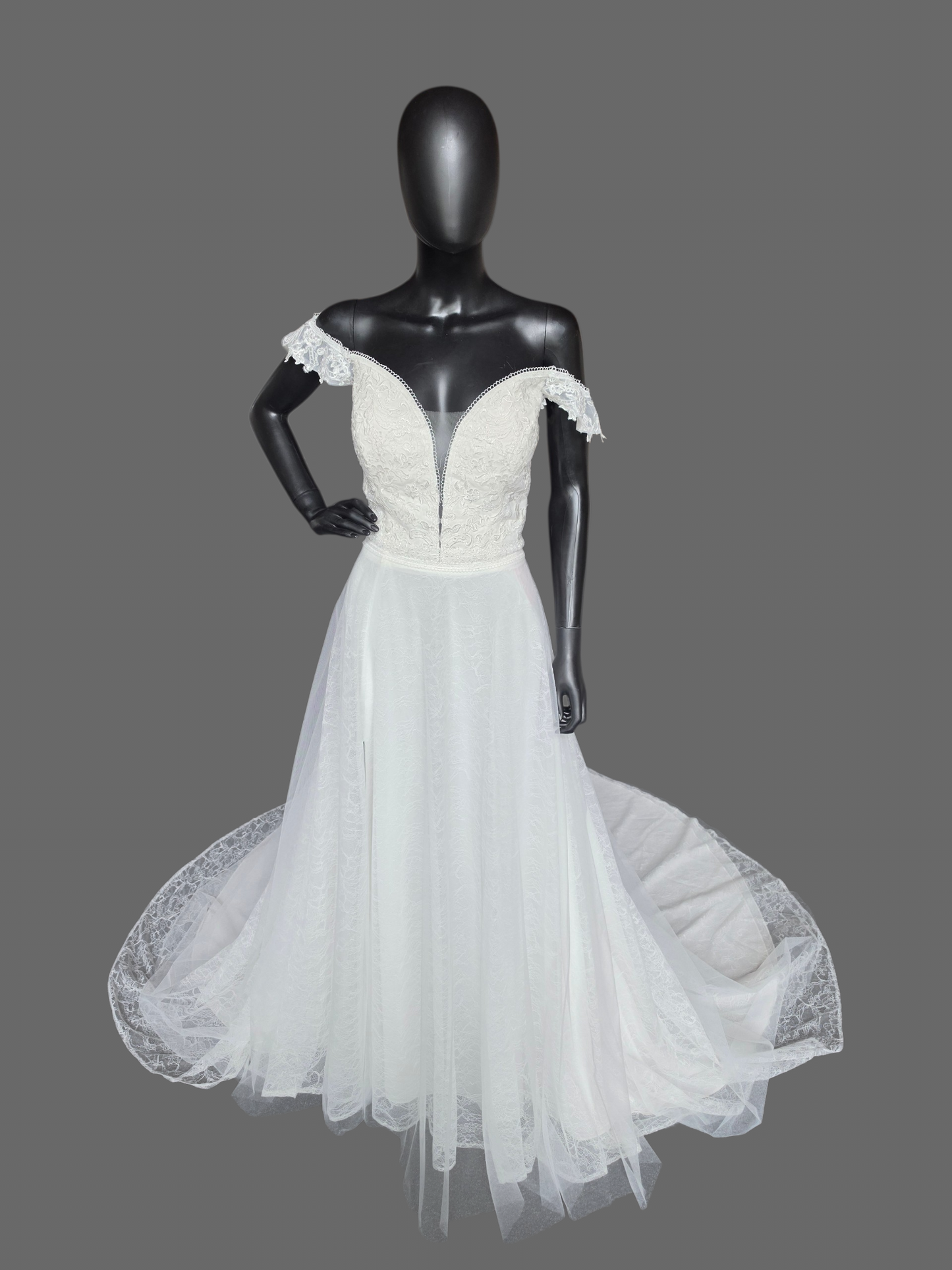 Ivory Lace Off Shoulder Plunge - Da Vinci