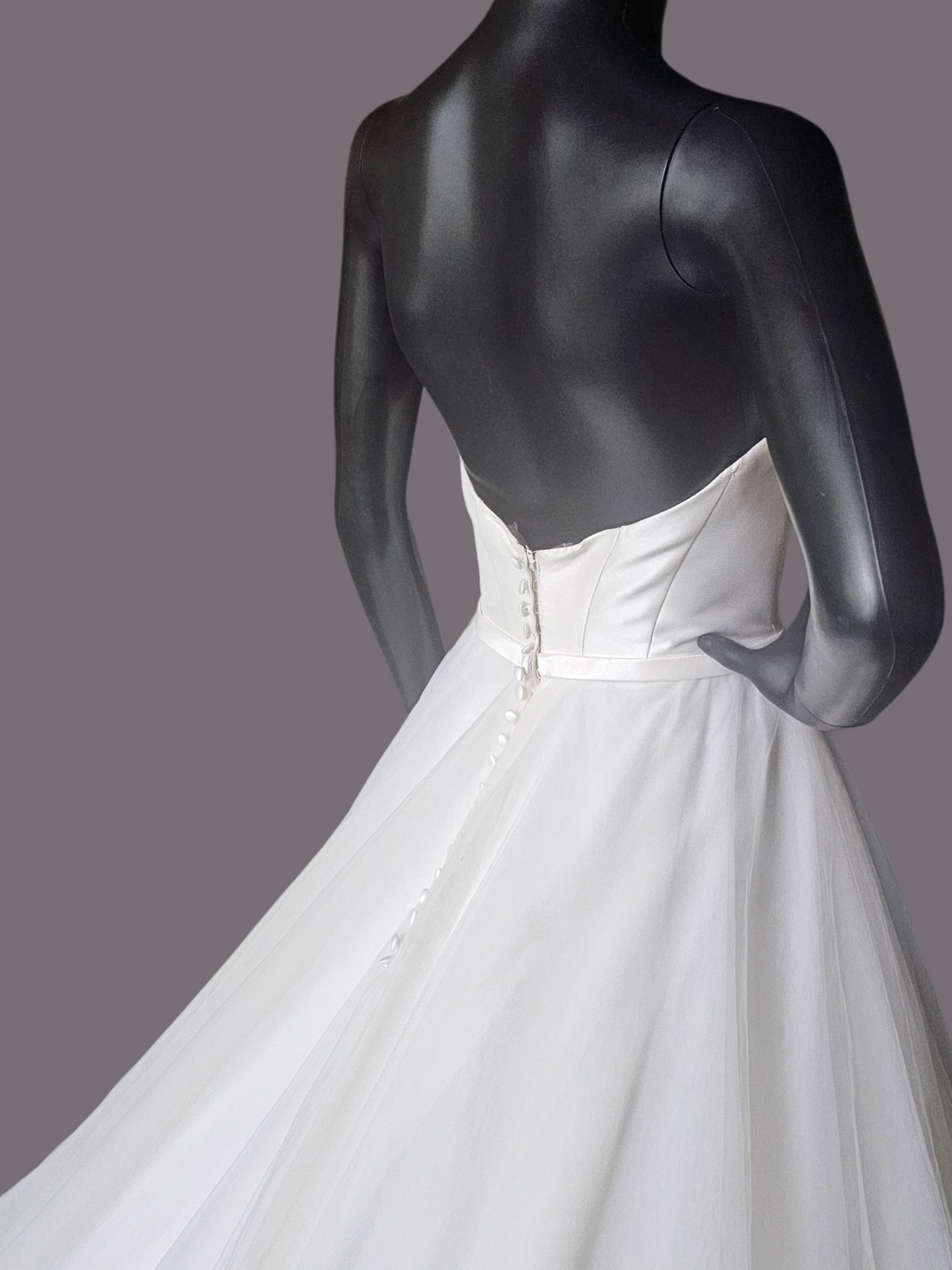 A-Line Fitted Bodice Cateye Plunge Wedding Gown - Amy & Eve