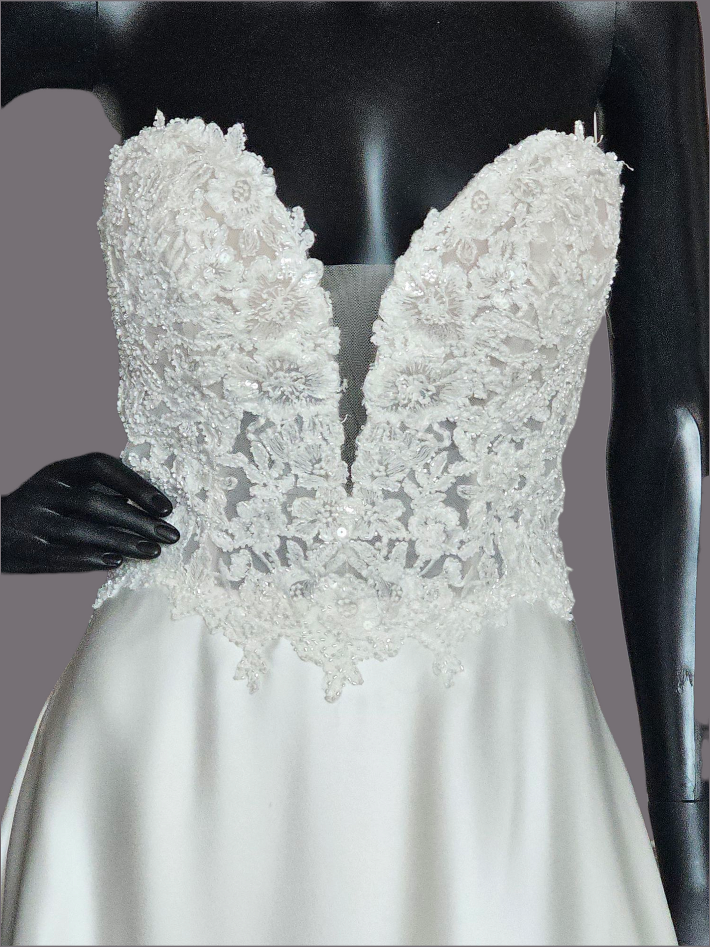 Sweetheart Beaded Satin Wedding Gown - Rebecca Ingram