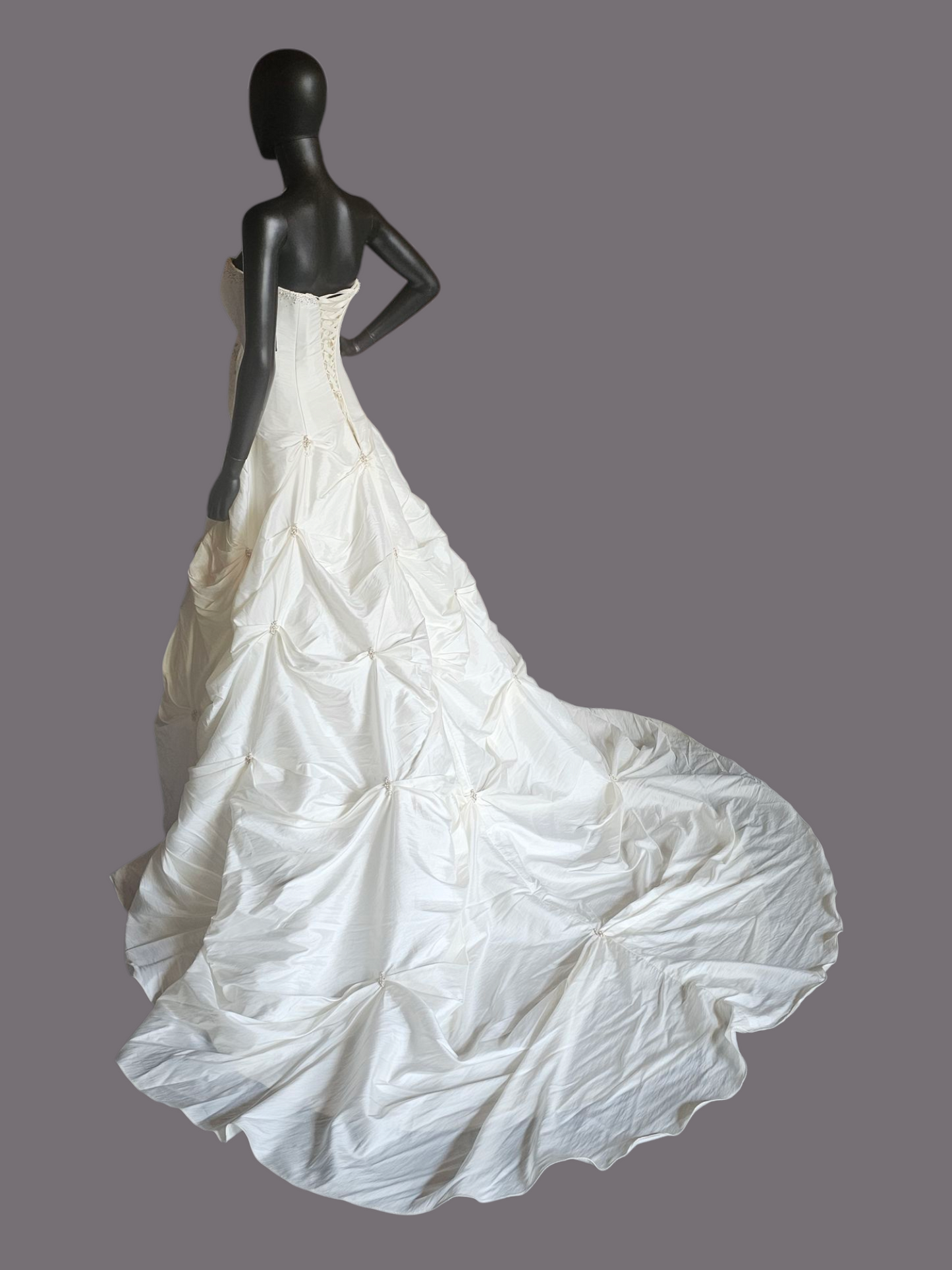 Ivory/Blush Tuck Taffetta Cupcake Wedding Gown- Maggie Sottero Couture