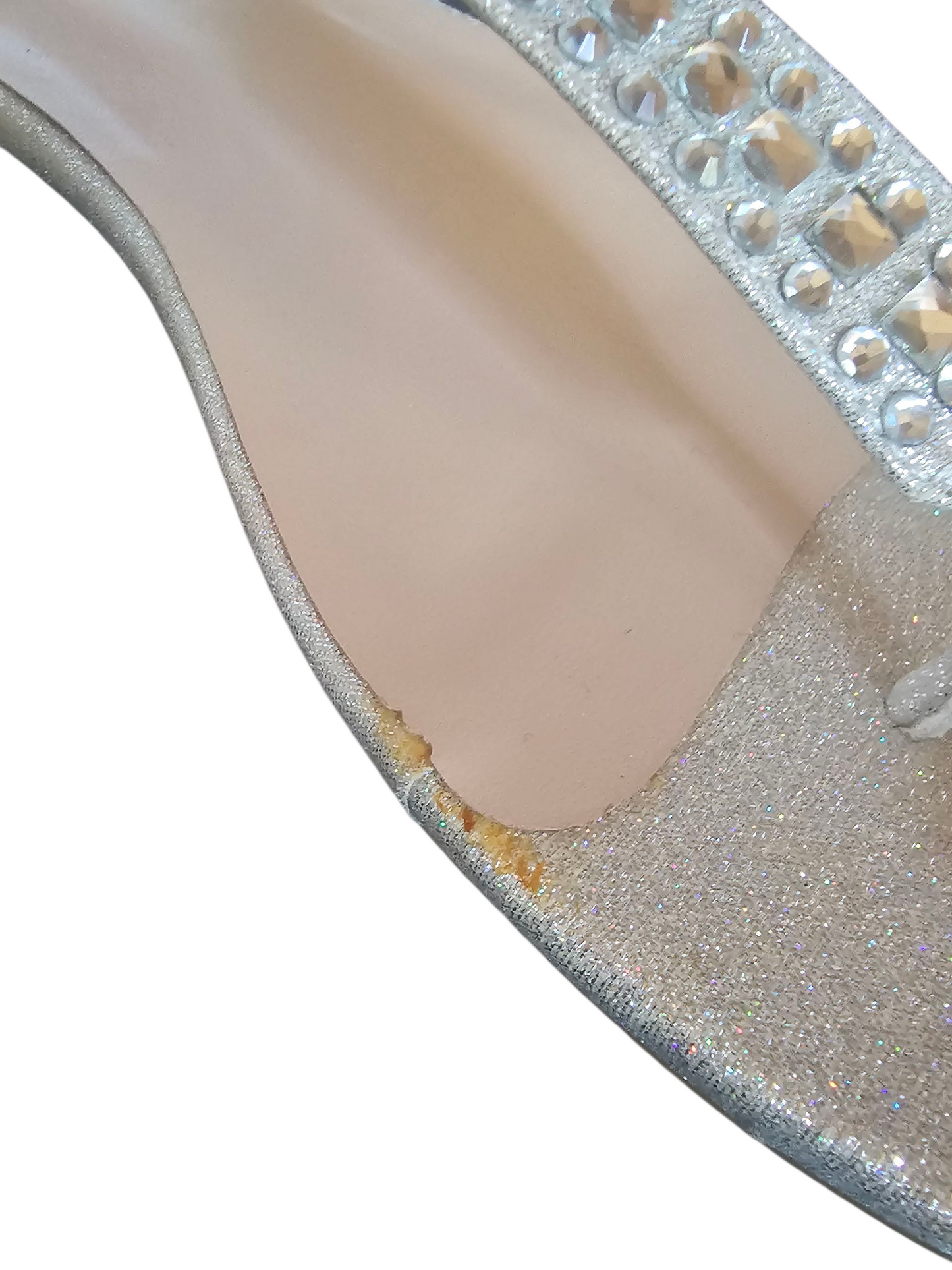 Silver Sparkle Mini-Wedge T-Strap Sandal