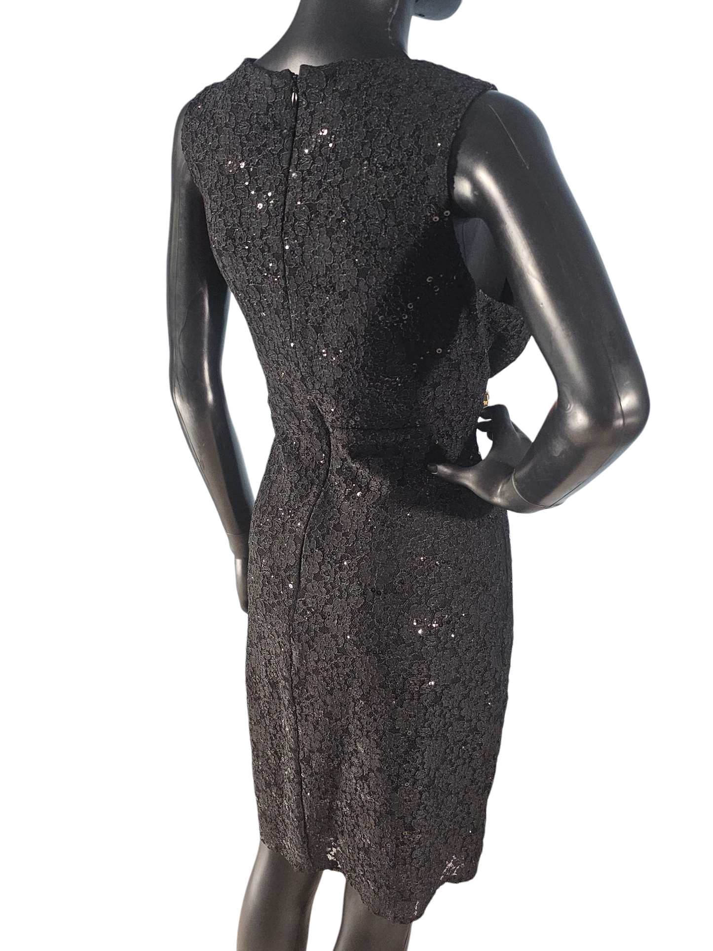 Black Sparkles Illusion V-Neck Cocktail Dress - Roz & Ali