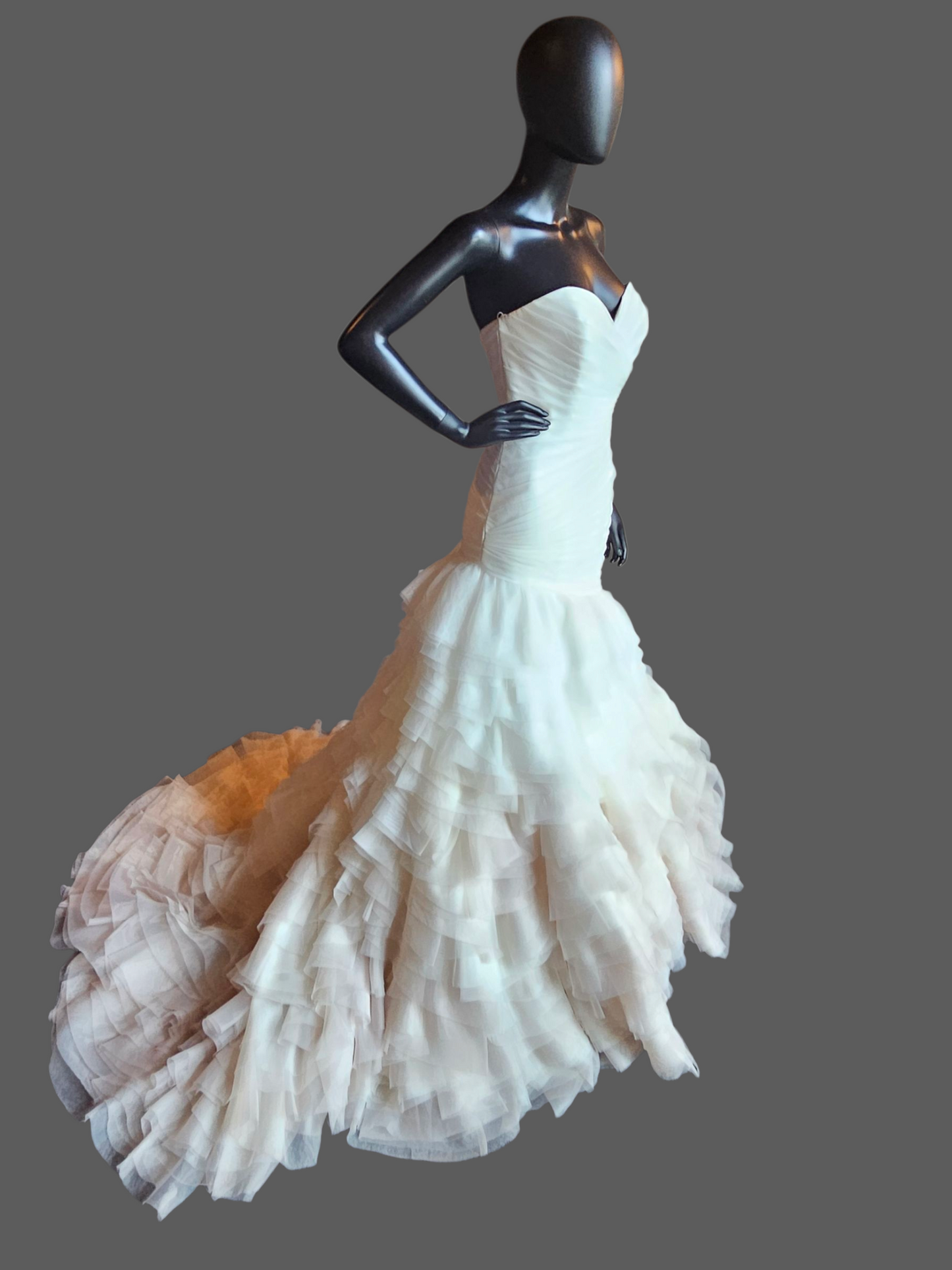 Ivory/Gold Ombre Fit/Flare Ruffle Sweetheart Wedding Gown - Mori Lee