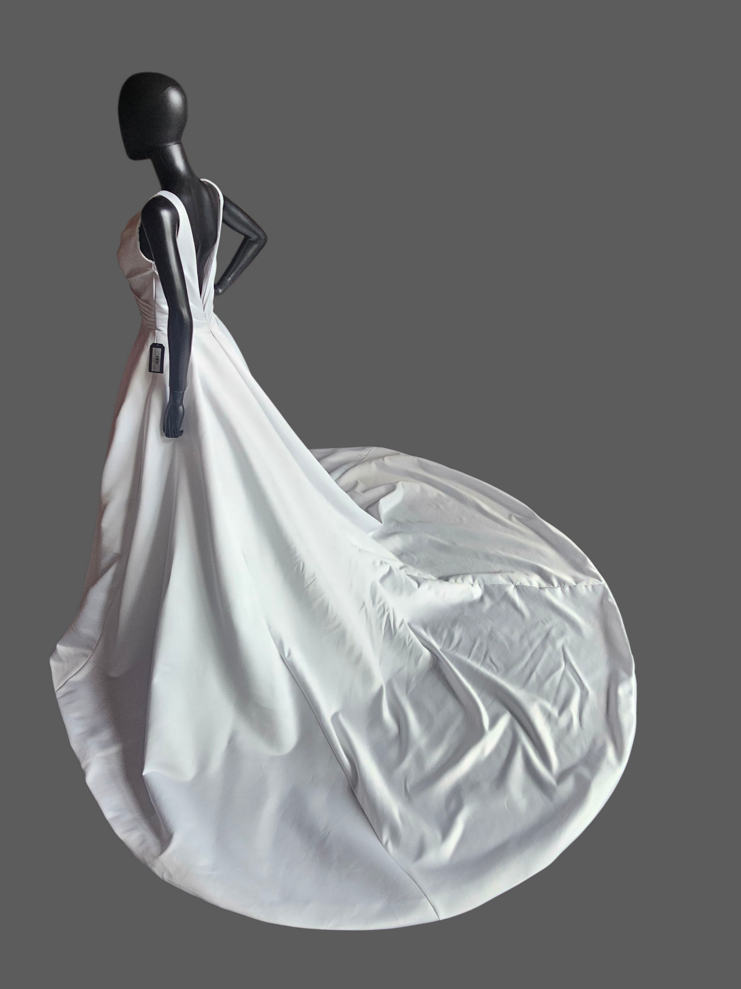 White Satin Minimalist V-Neck A-Line Wedding Gown - Da Vinci