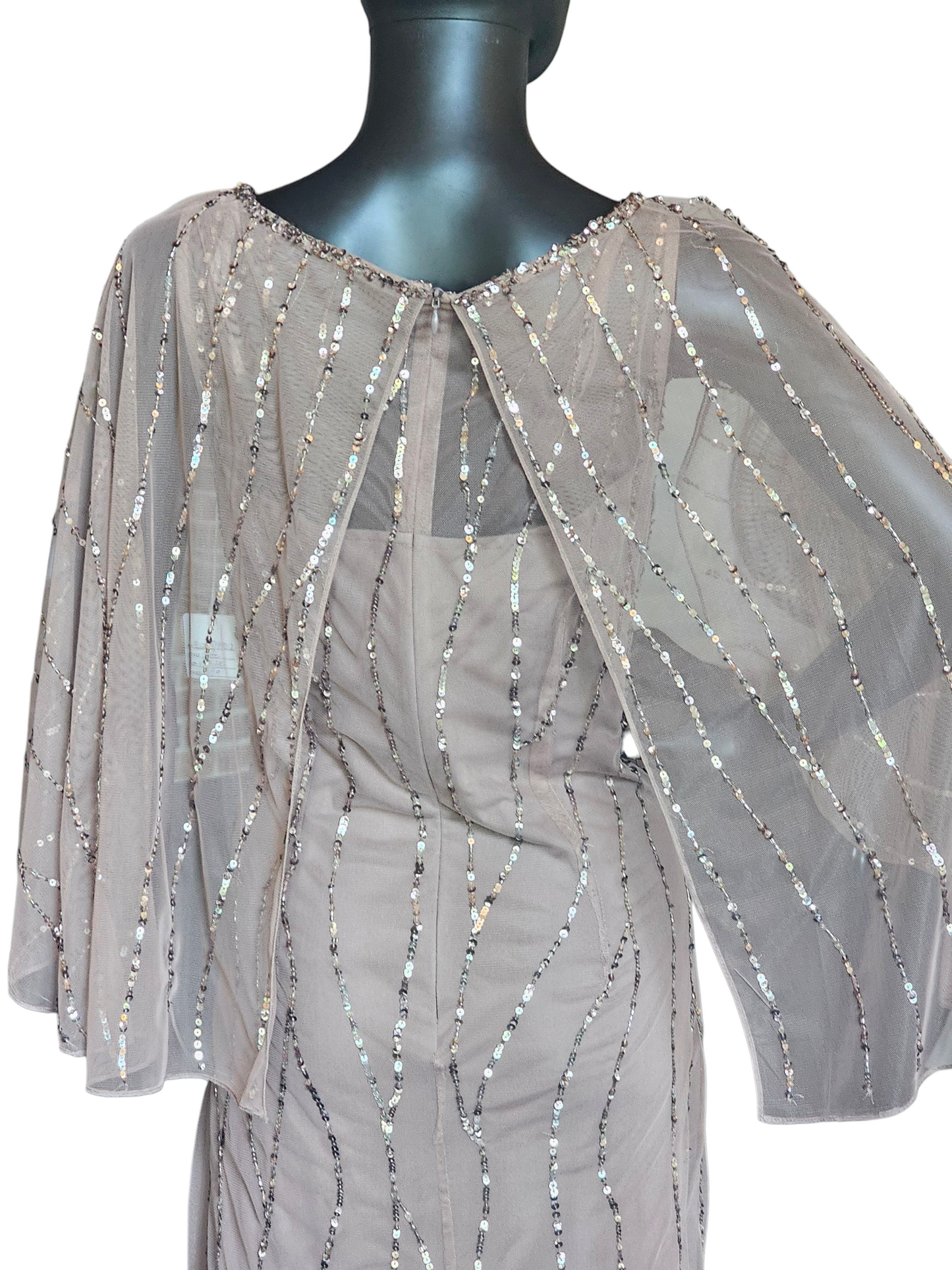 Cafe Sequin Cape Sleeve Full Length Formal Gown - Alex Evenings