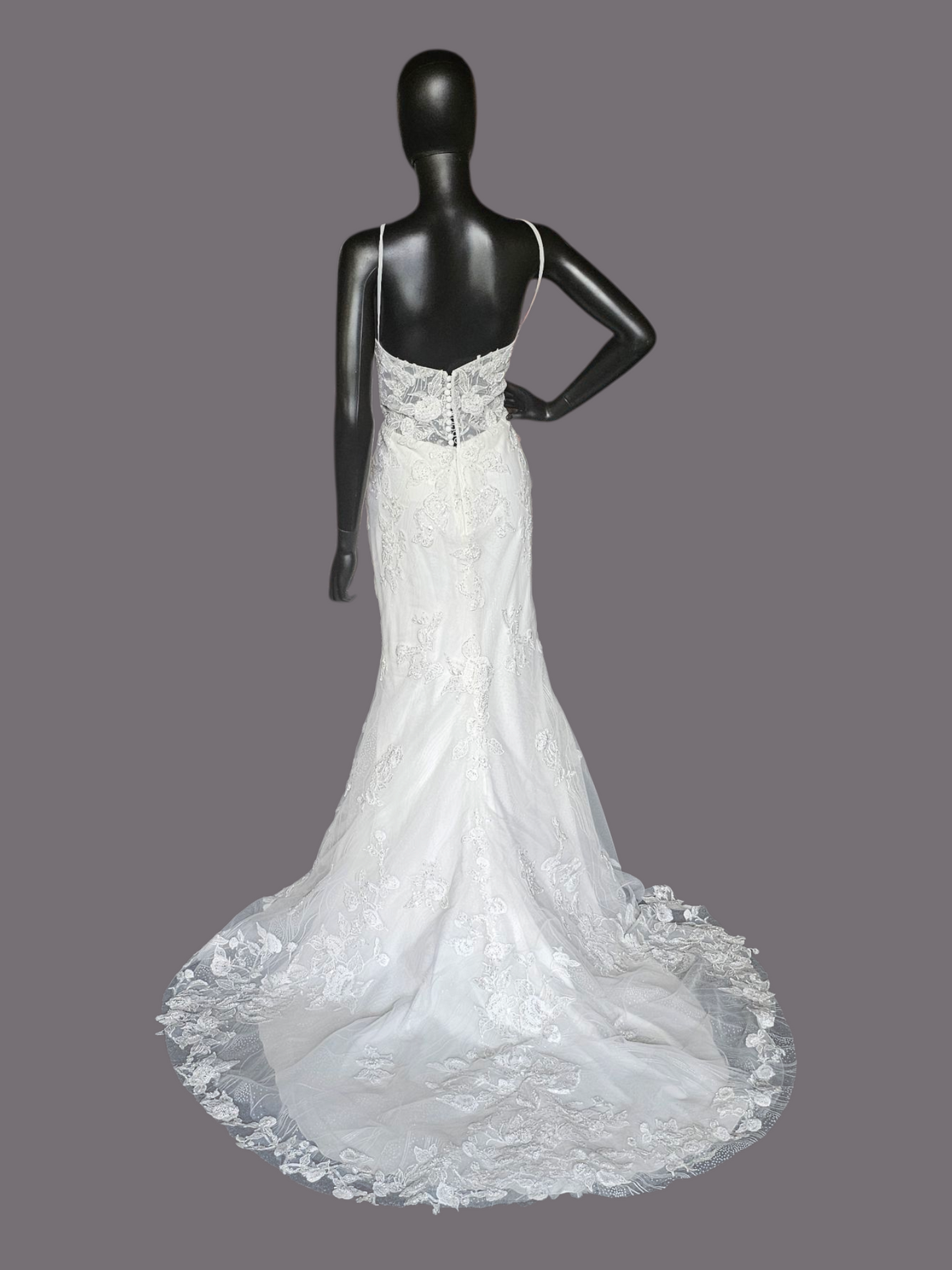 Layered Sequin Spaghetti Strap Fit and Flare Wedding Gown - Da Vinci