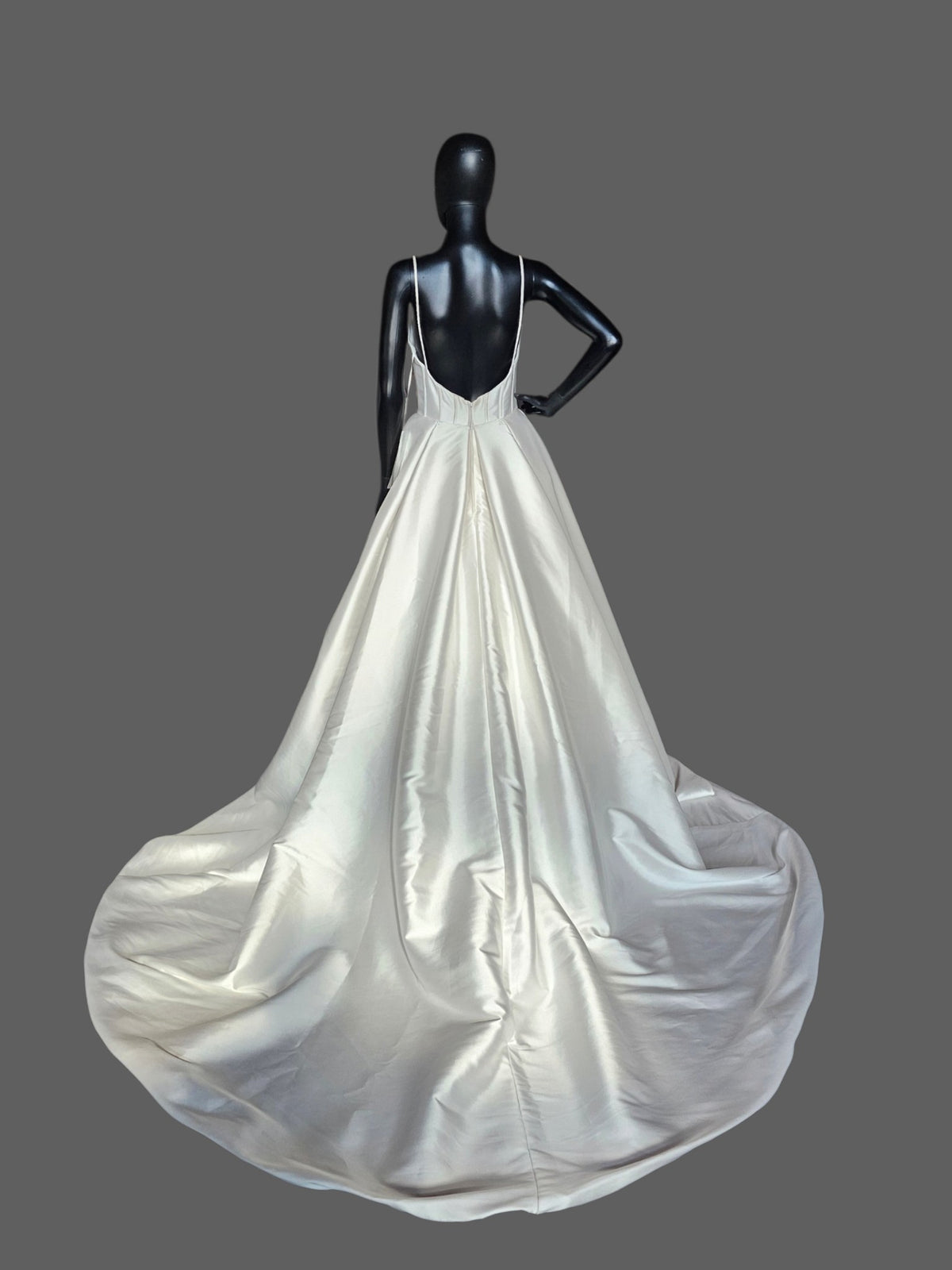 Ivory Mikado Minimalist Plunge Wedding Gown- Justin Alexander
