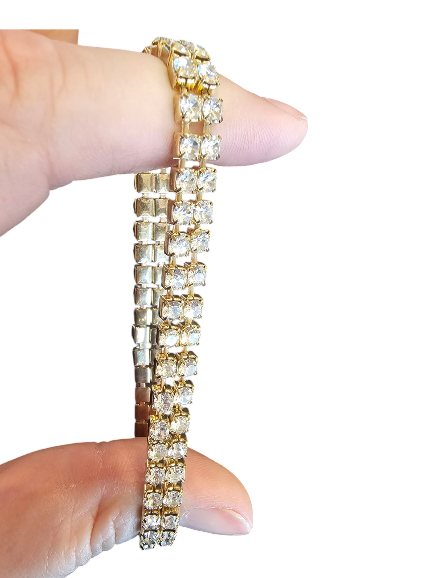 Set of 2 Gold/Crystal Stretch Bracelet