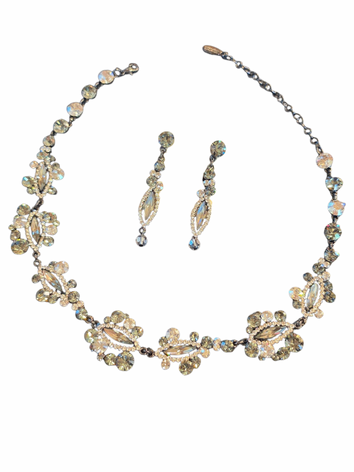 Smoke Crystal Necklace/Earring Set - Creations Georgianni