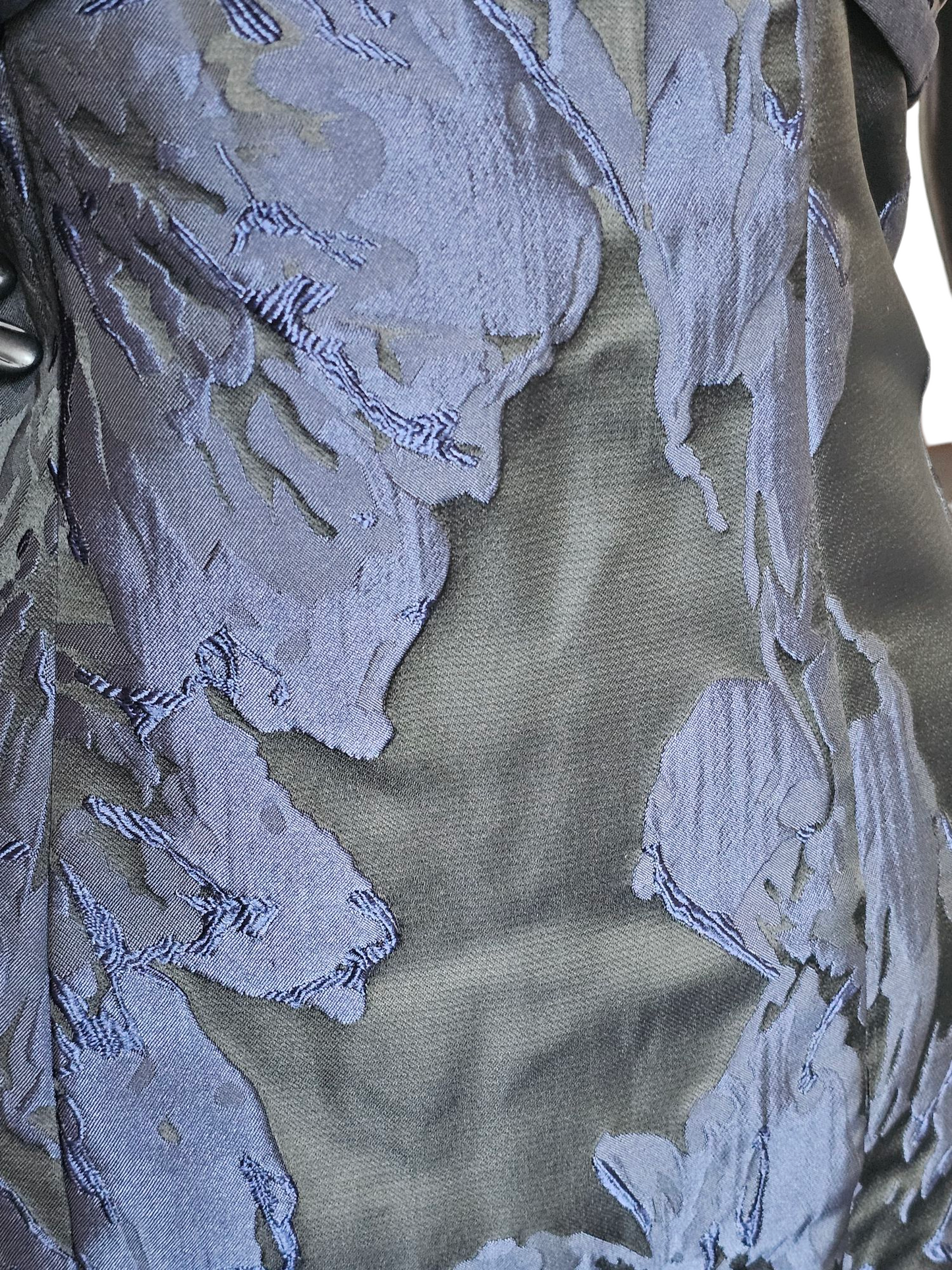 Black/Navy Jacquard Off Shoulder Fit/Flare Formal Gown - Madeline Gardner