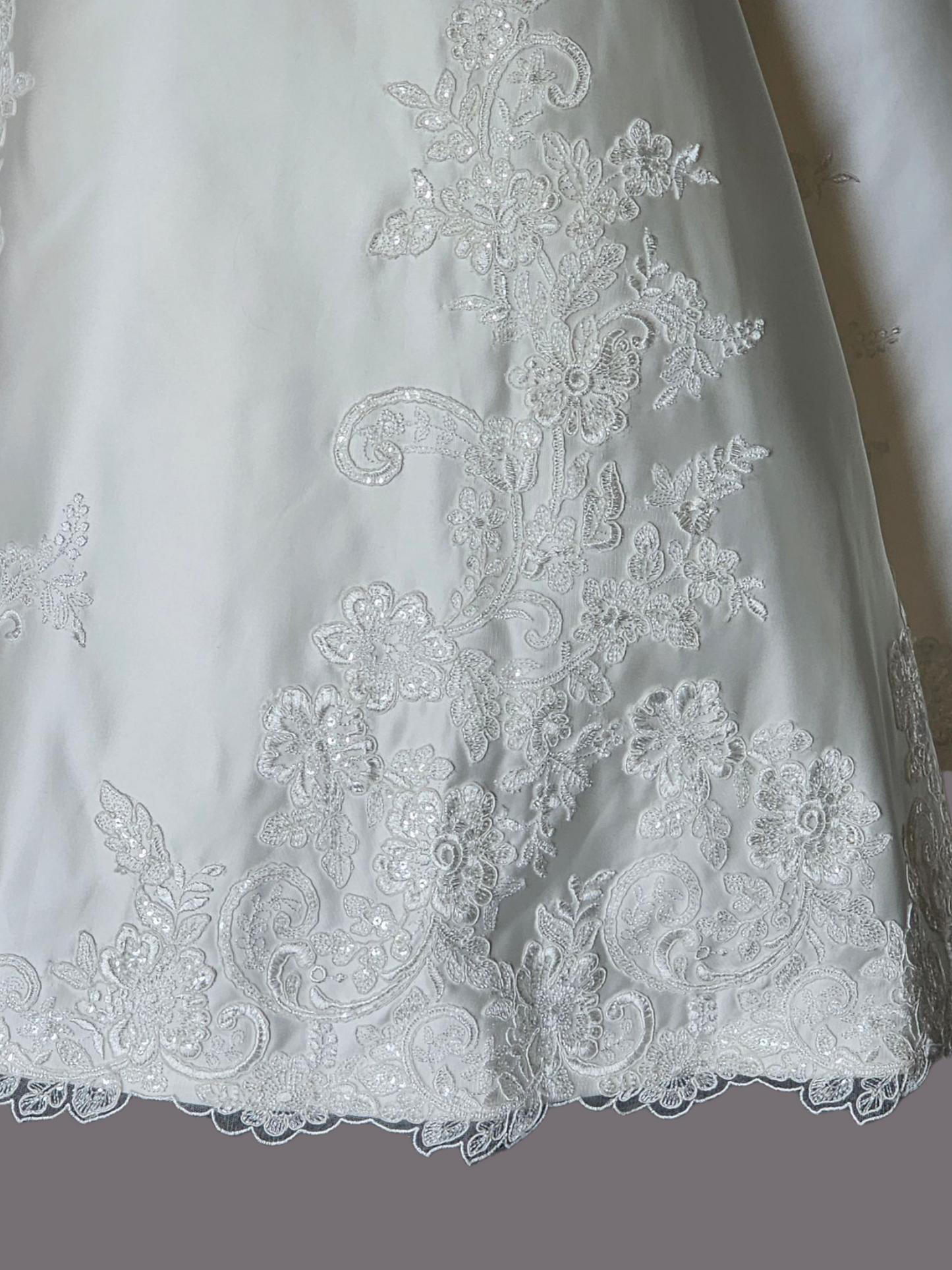 Strapless A-Line Ivory Satin with Scalloped Hem Detail -  Morilee