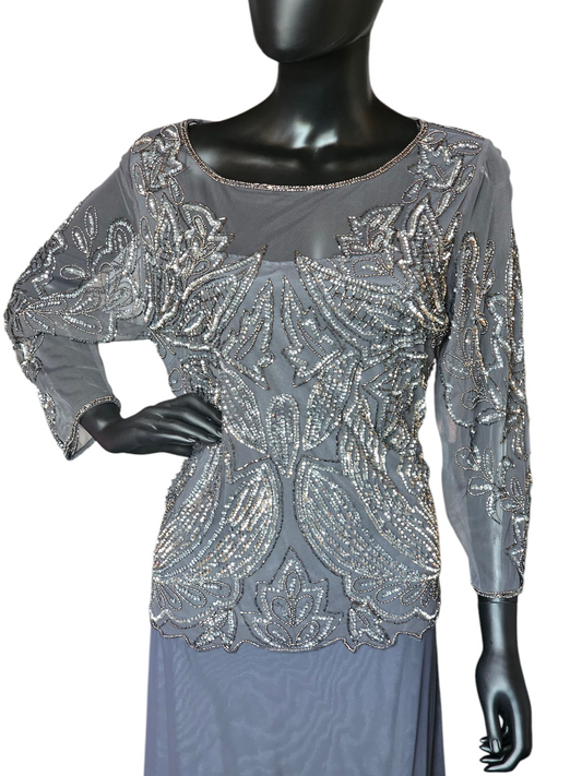 Grey Silver Sequin Illusion Formal - Pisarro Nights