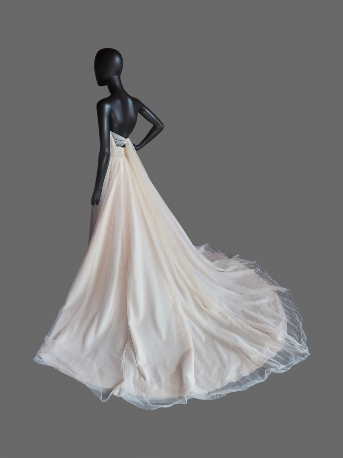 Blush Plunge Corset Top Sweetheart Minimalist Tulle A-Line Wedding Gown - Eddy K