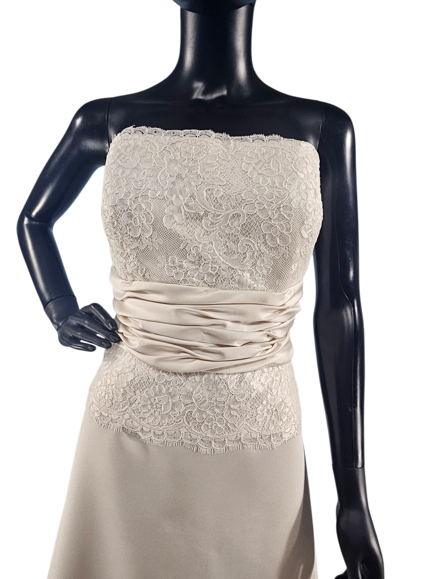Ivory Lace/Satin Mid-Length Formal Dress - Forever Yours