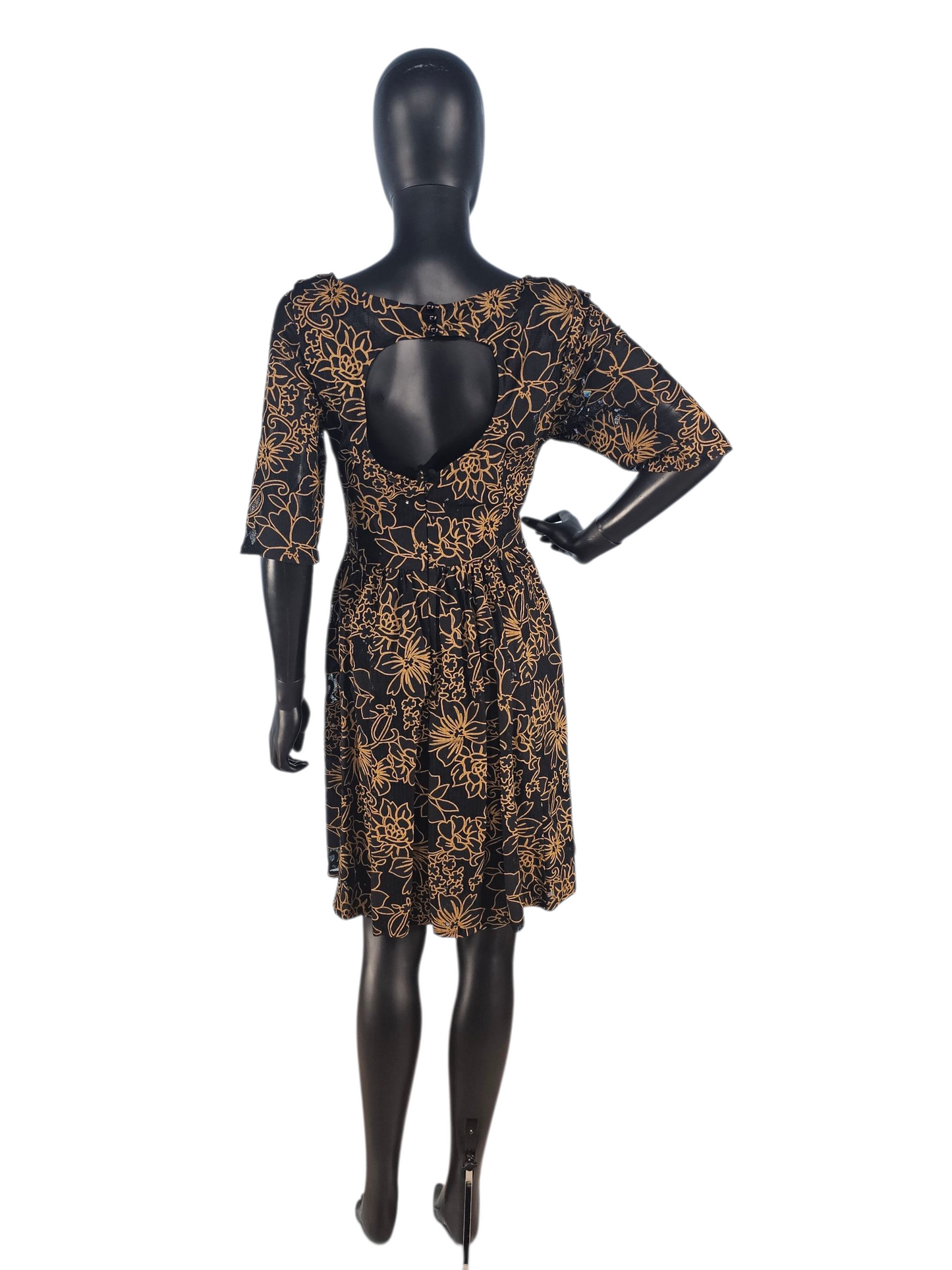 Black and Gold Floral Shimmer Cocktail Dress / Party Dress - Plenty Dresses by Tracy Reese