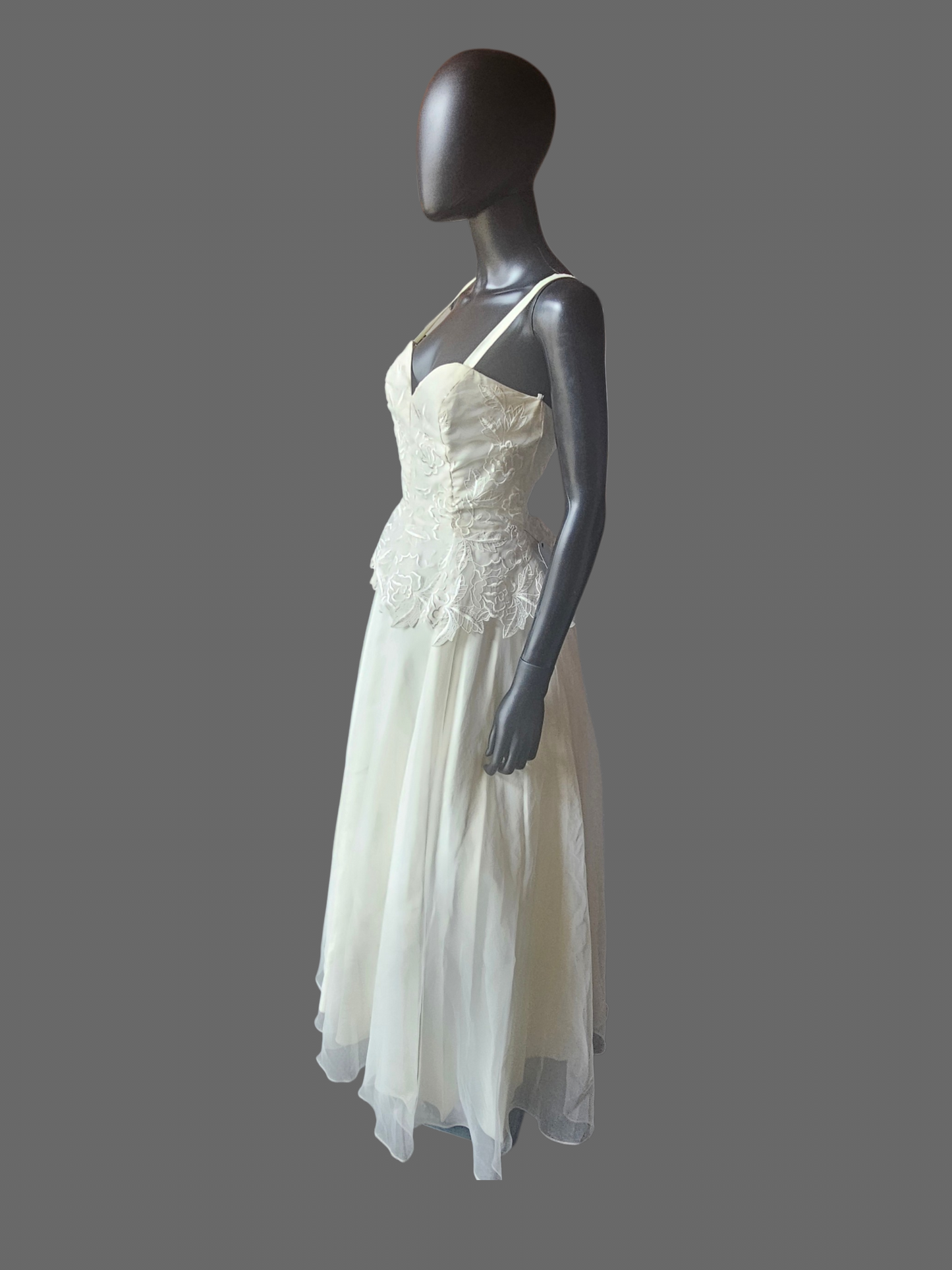 Vintage Embroidered Peplum Ankle Length Wedding Dress