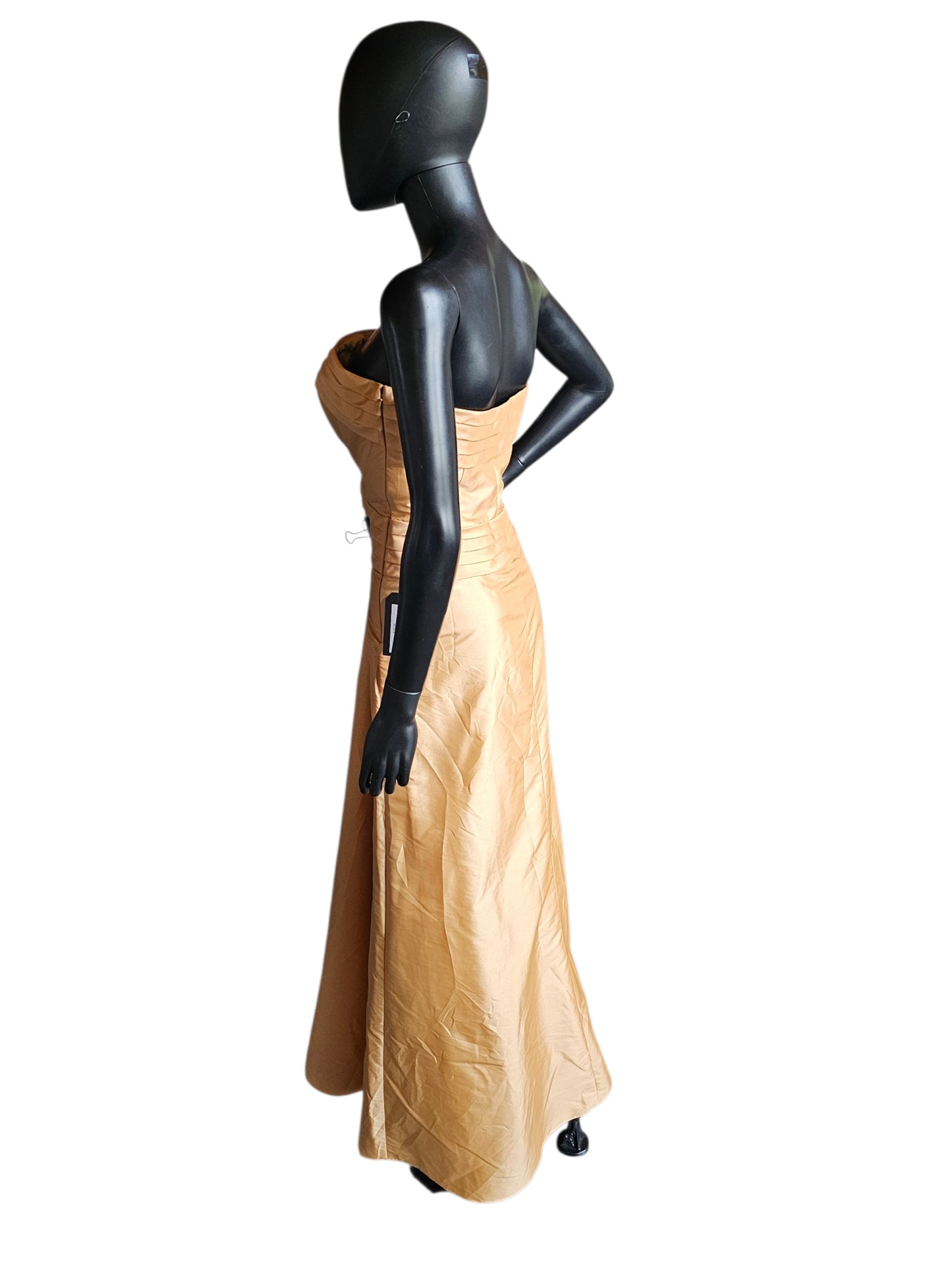 Gold Strapless Ruffle Tafetta - Bari Jay