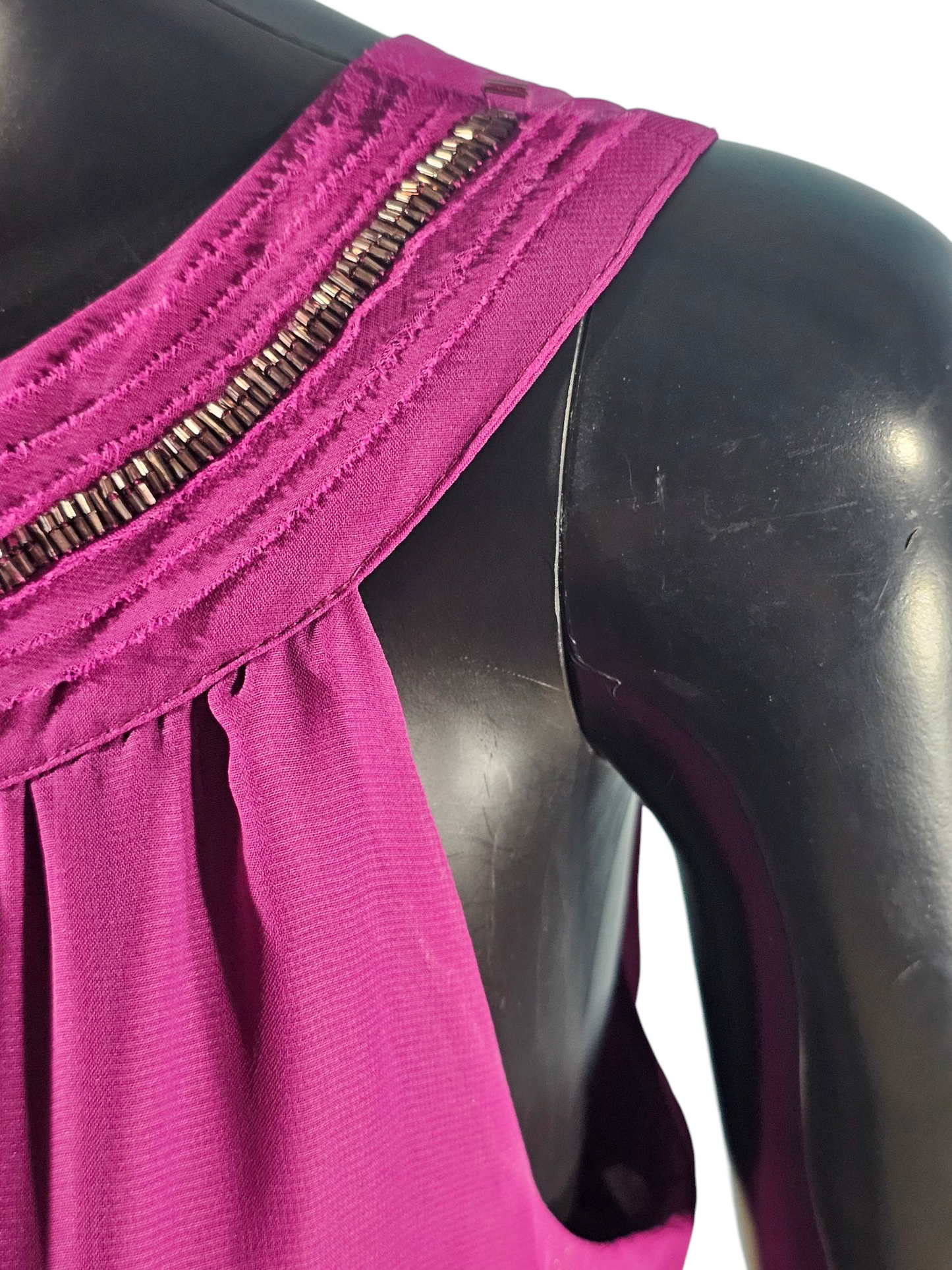 Plum Beaded Yoke Collar Chiffon Maternity Casual Dress - Liz Hanger